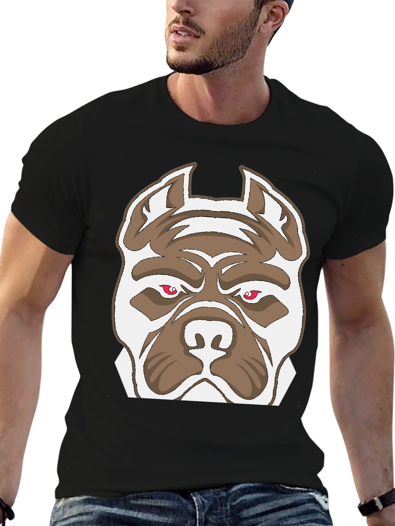 Pitbull Graphic Print Black Tee