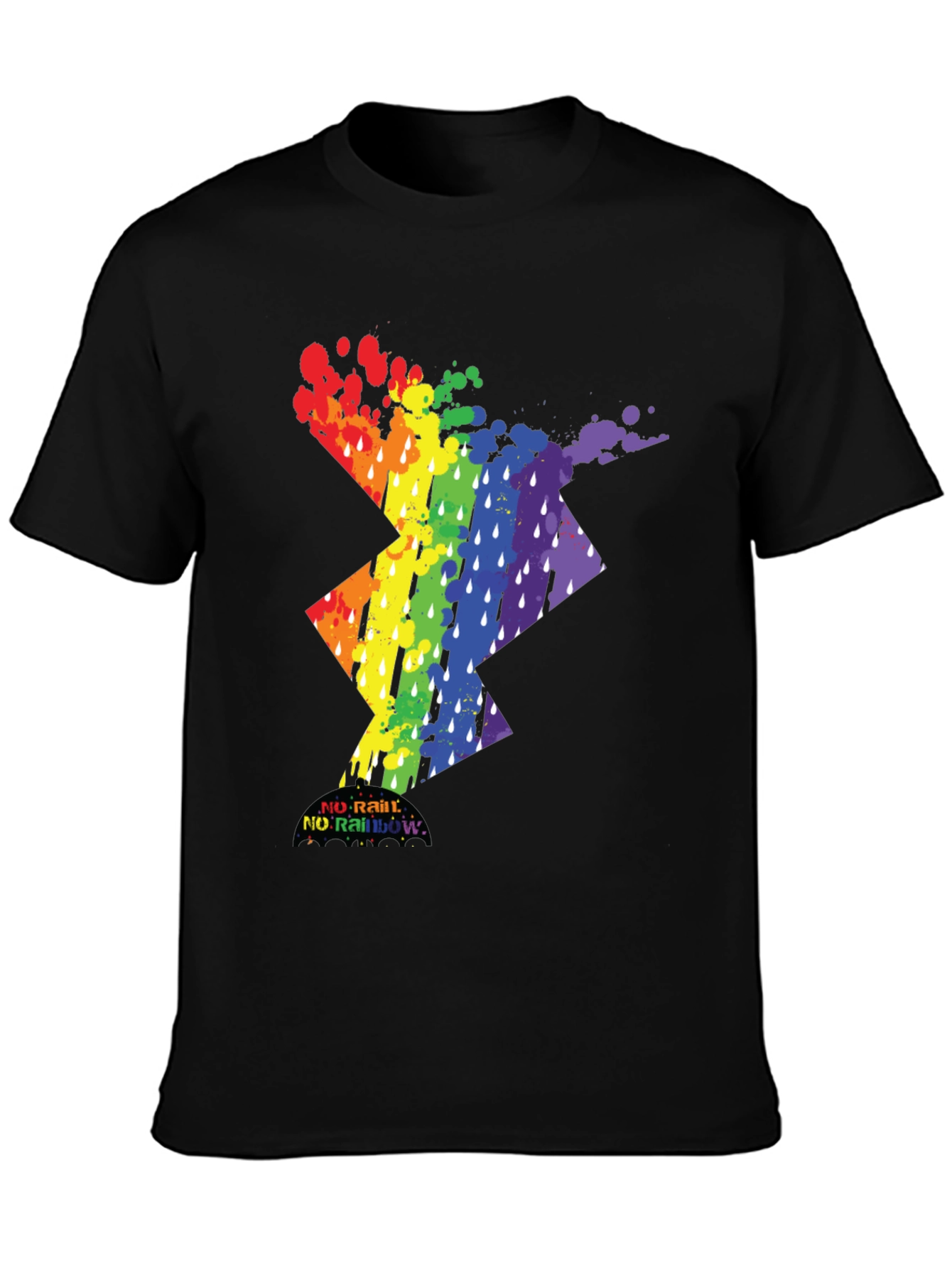 Rainbow Lightning Bolt T-Shirt - No Rain No Rainbow