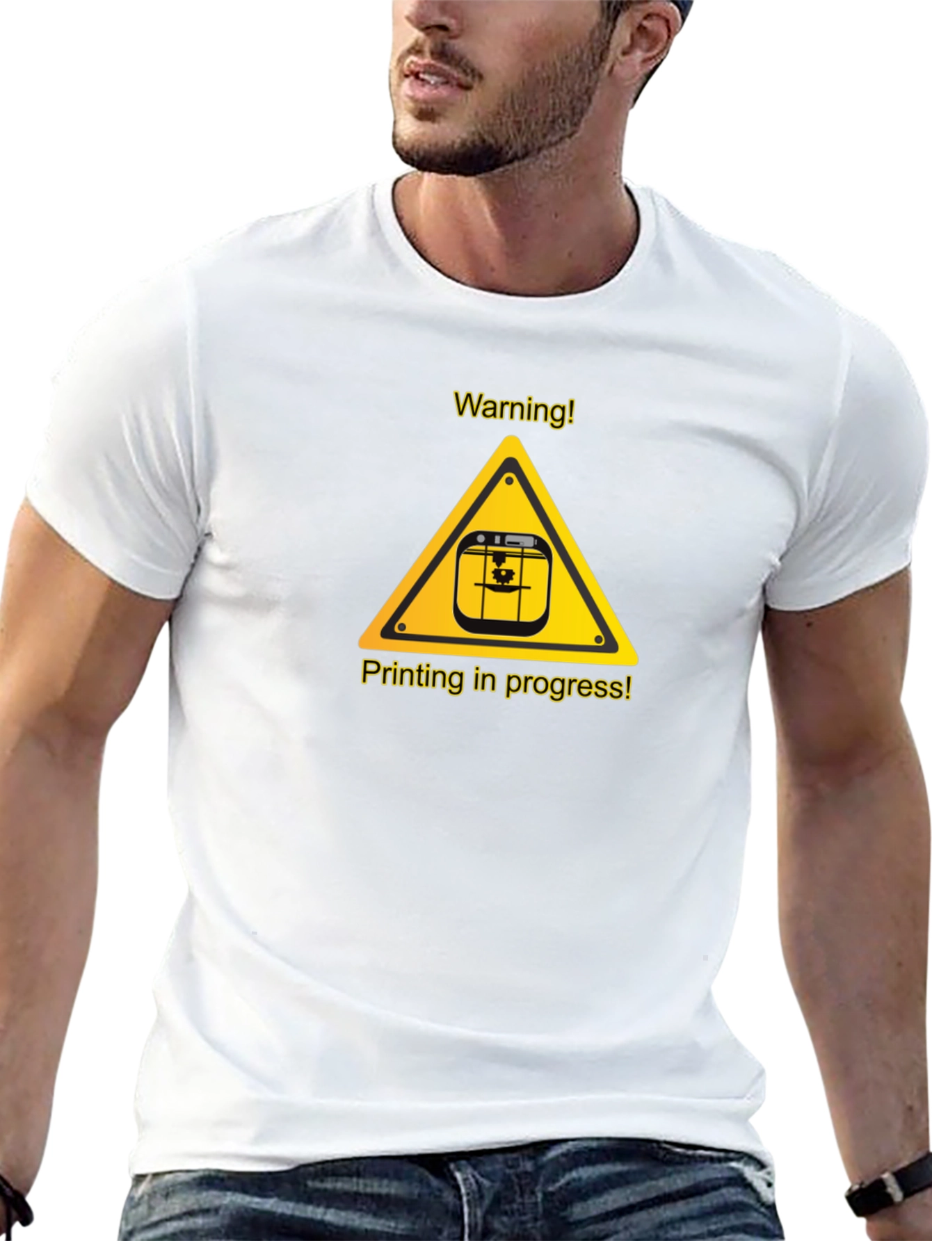 Warning Printing in Progress Black T-Shirt