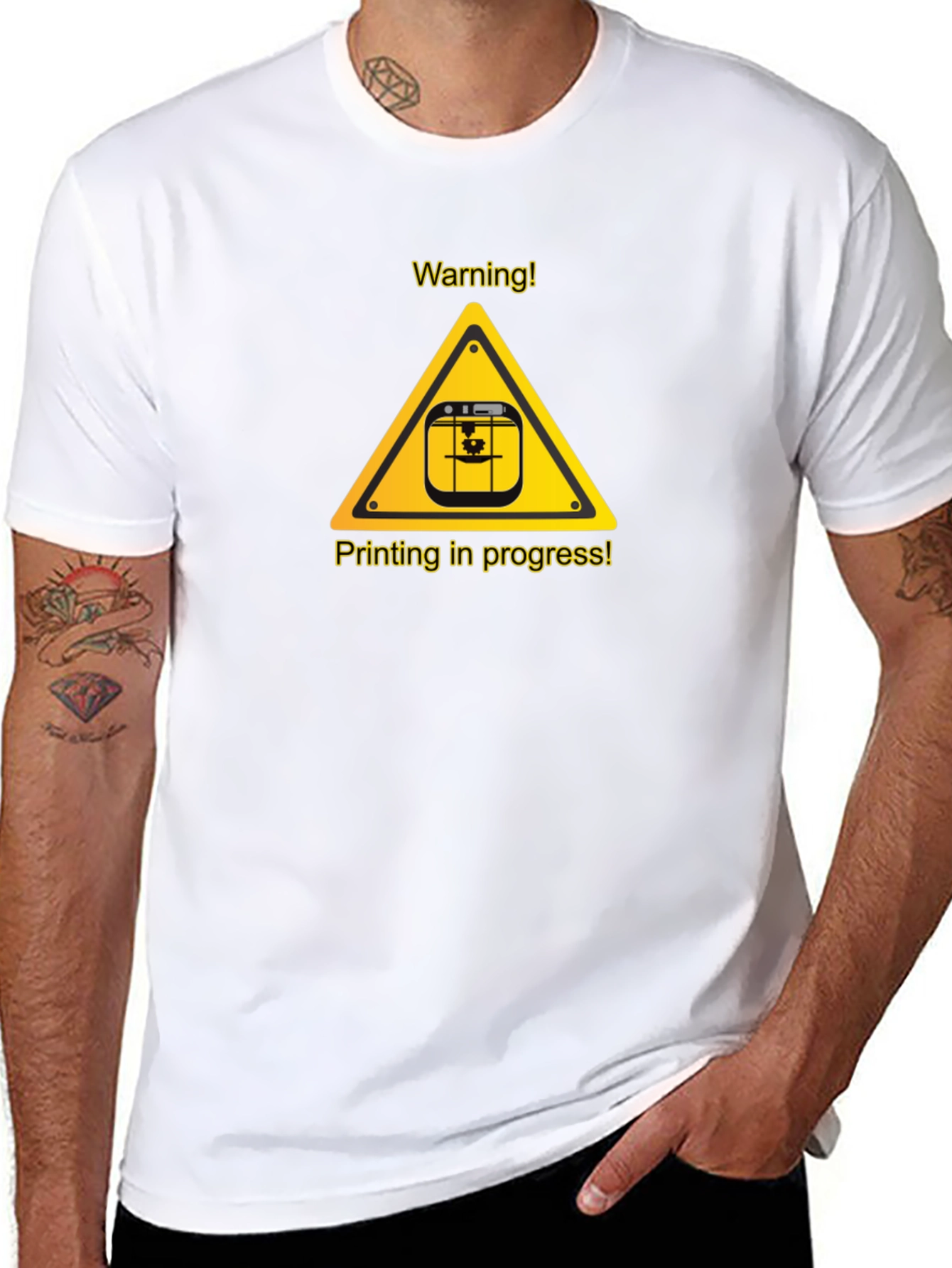 Warning Printing in Progress Black T-Shirt
