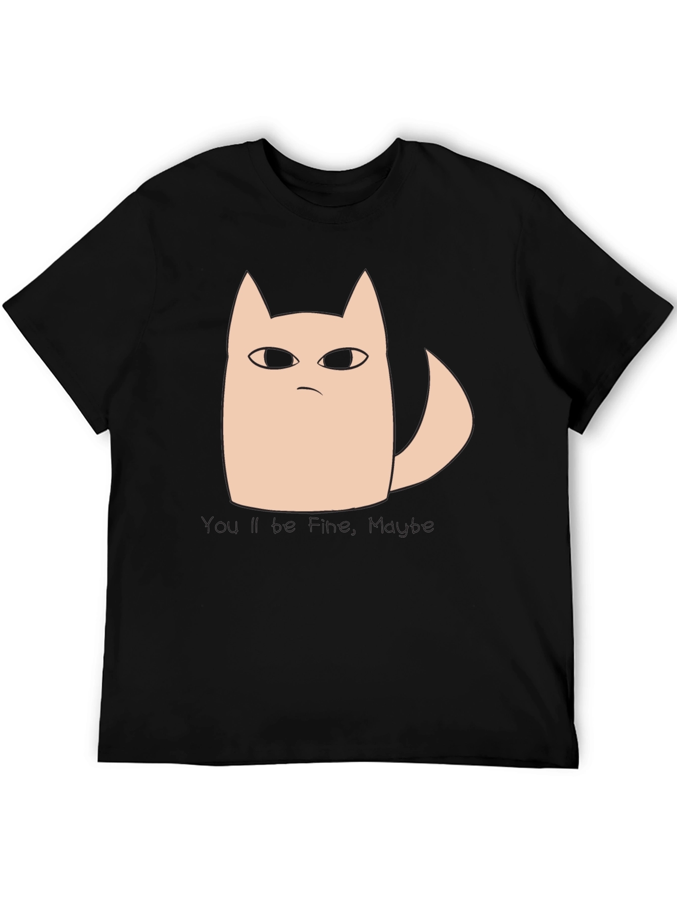 Grumpy Cat Tee: Youll Be Fine Maybe Black T-Shirt