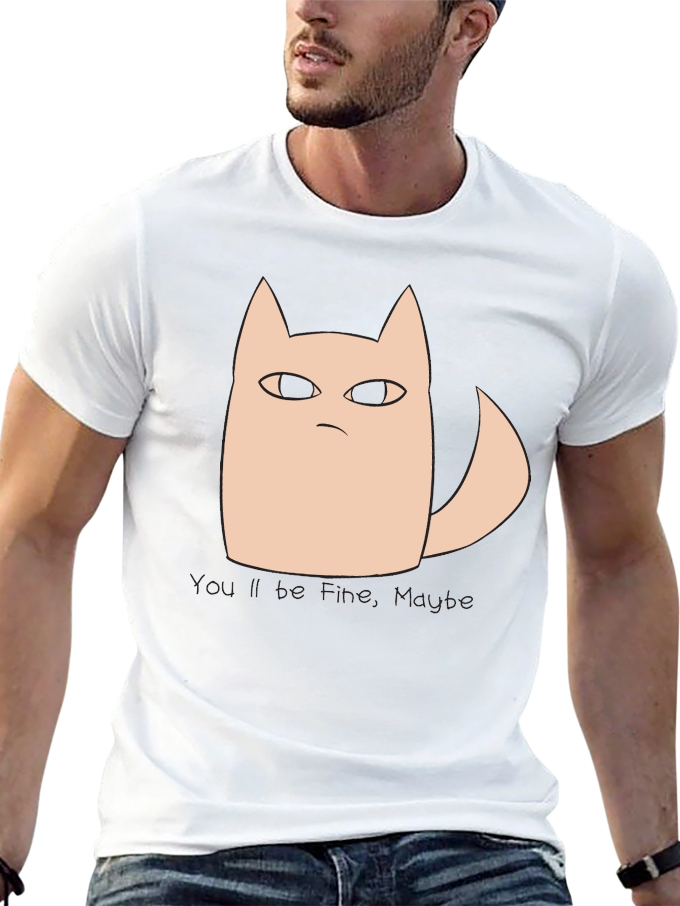 Grumpy Cat Tee: Youll Be Fine Maybe Black T-Shirt