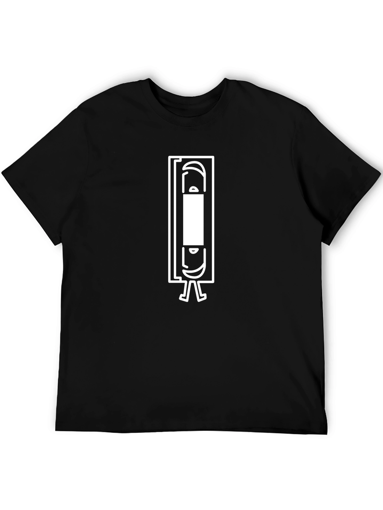 Retro VHS Tape Cartoon Black T-Shirt