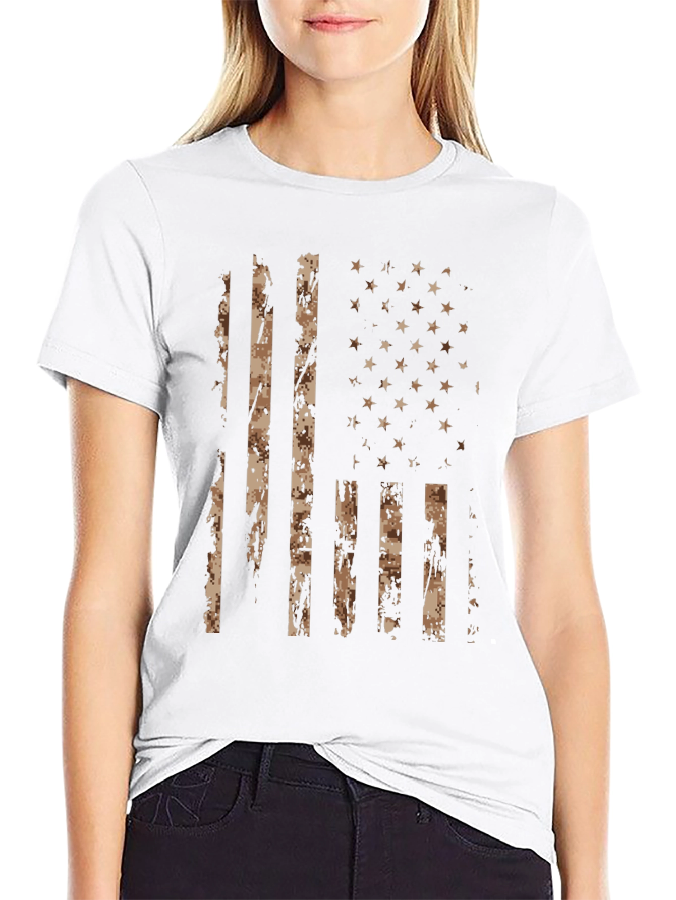 Camouflage American Flag Graphic T-Shirt