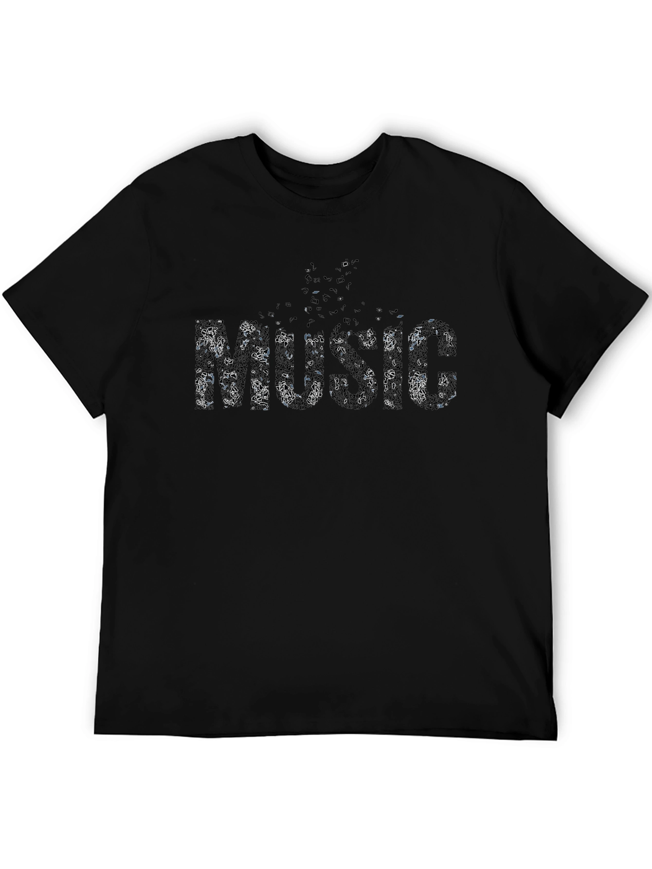 Music Notes Black T-Shirt