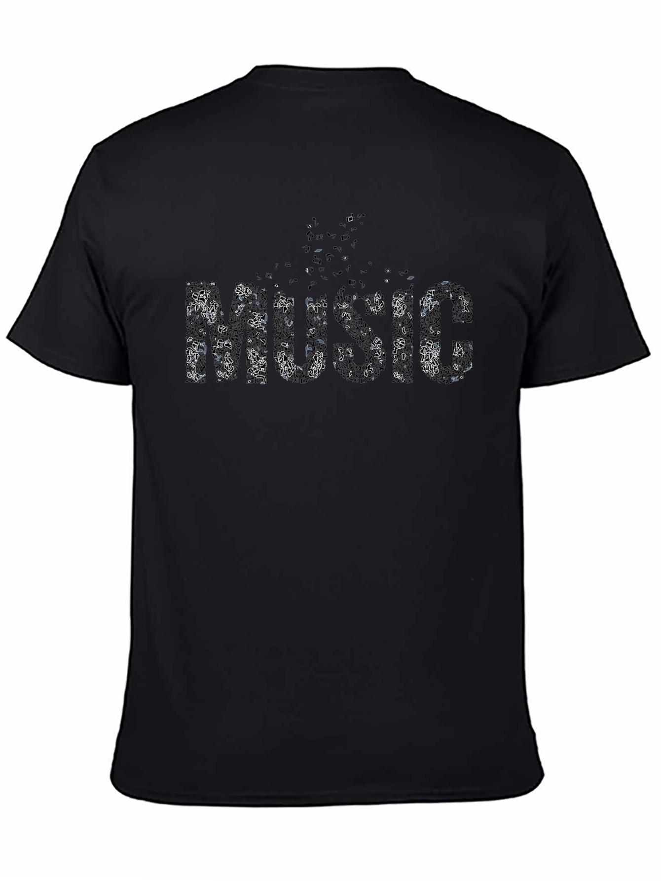 Music Notes Black T-Shirt