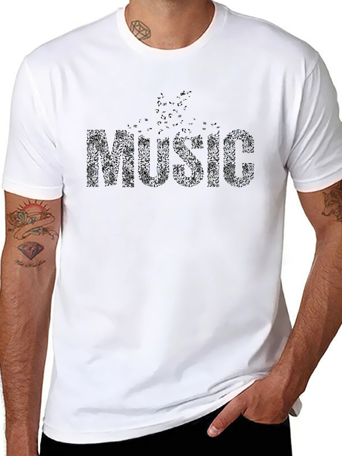 Music Notes Black T-Shirt