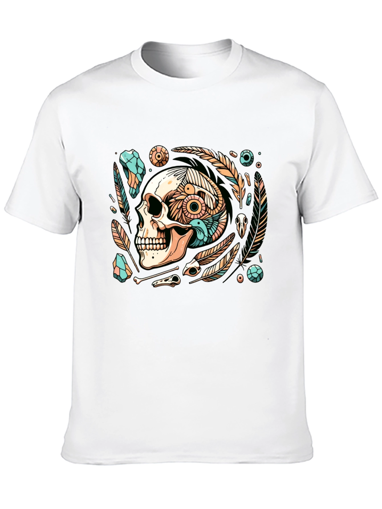 Skull & Feather Graphic Tee - Edgy Style