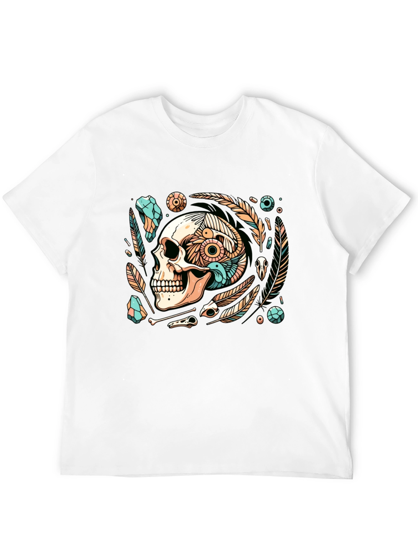 Skull & Feather Graphic Tee - Edgy Style