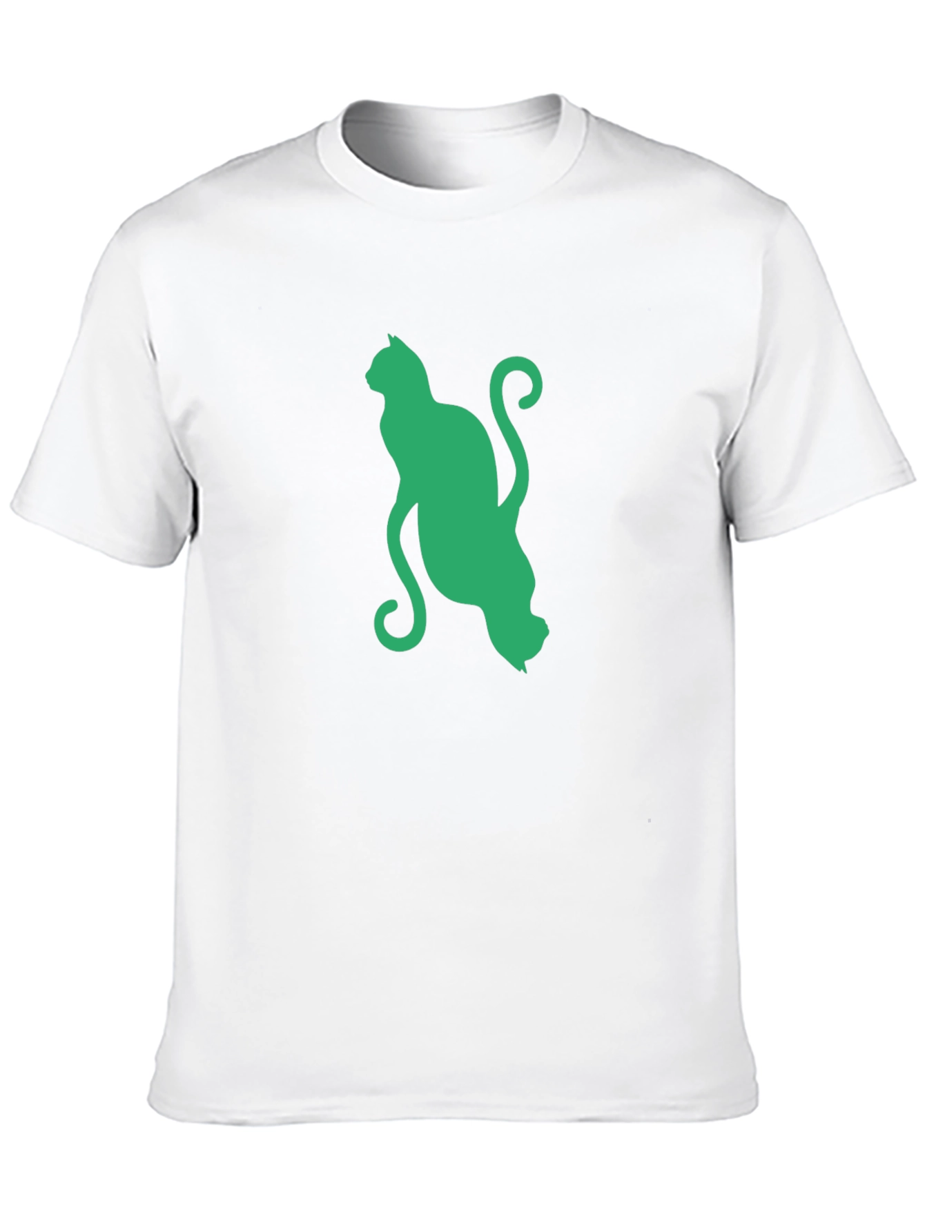 Green Cat Graphic Black T-Shirt