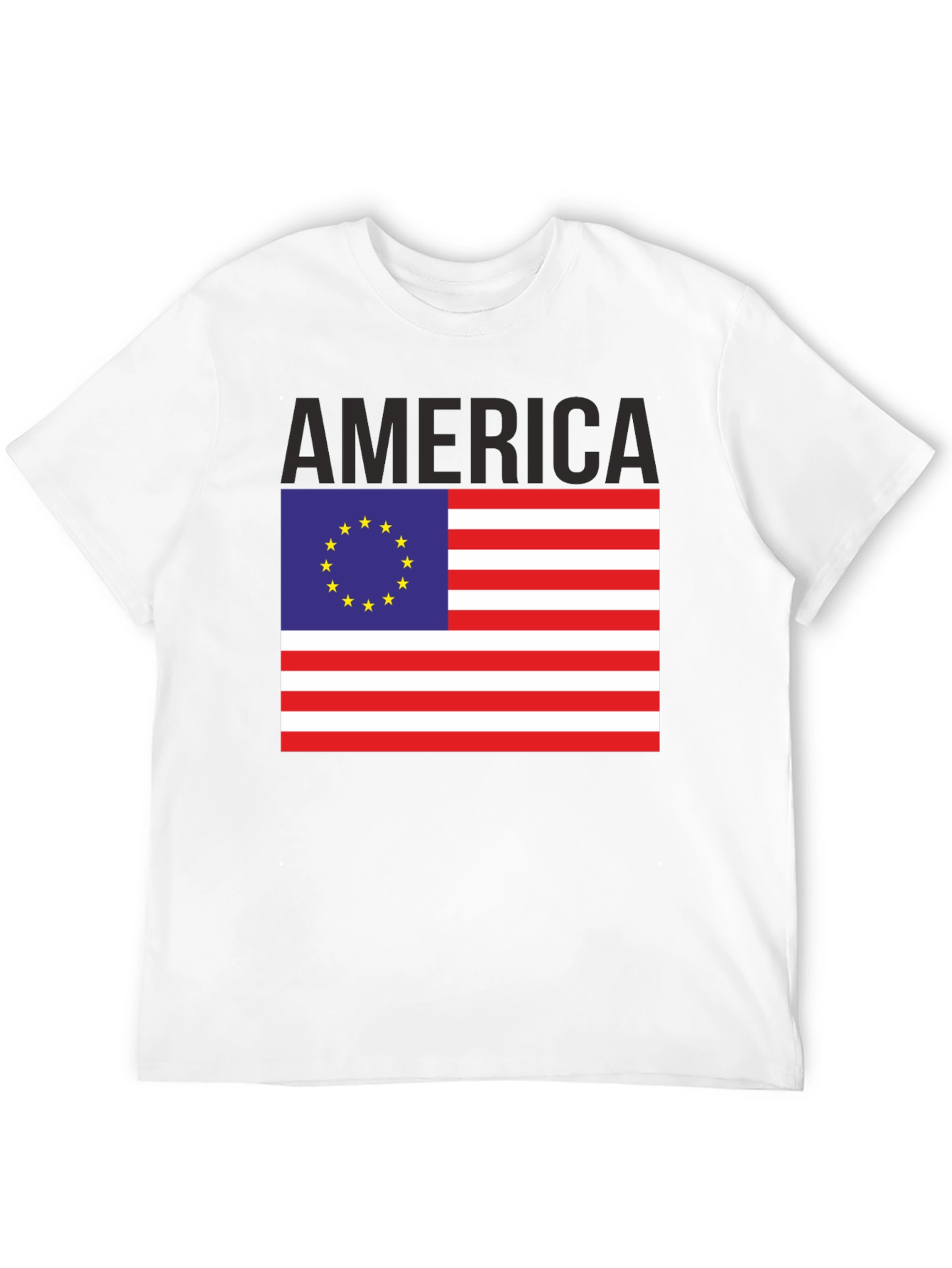 America EU Flag Graphic Tee - Patriotic Novelty T-Shirt