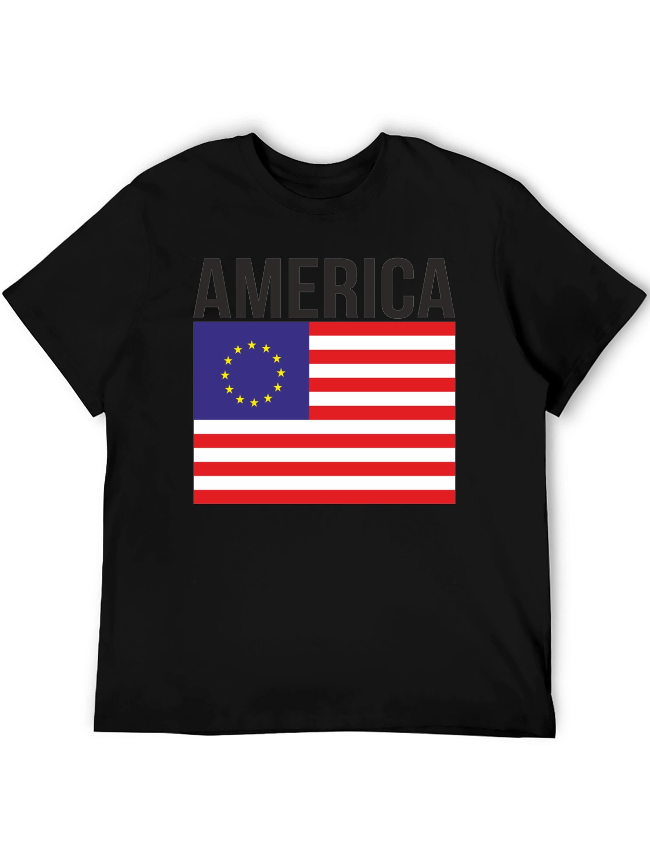 America EU Flag Graphic Tee - Patriotic Novelty T-Shirt