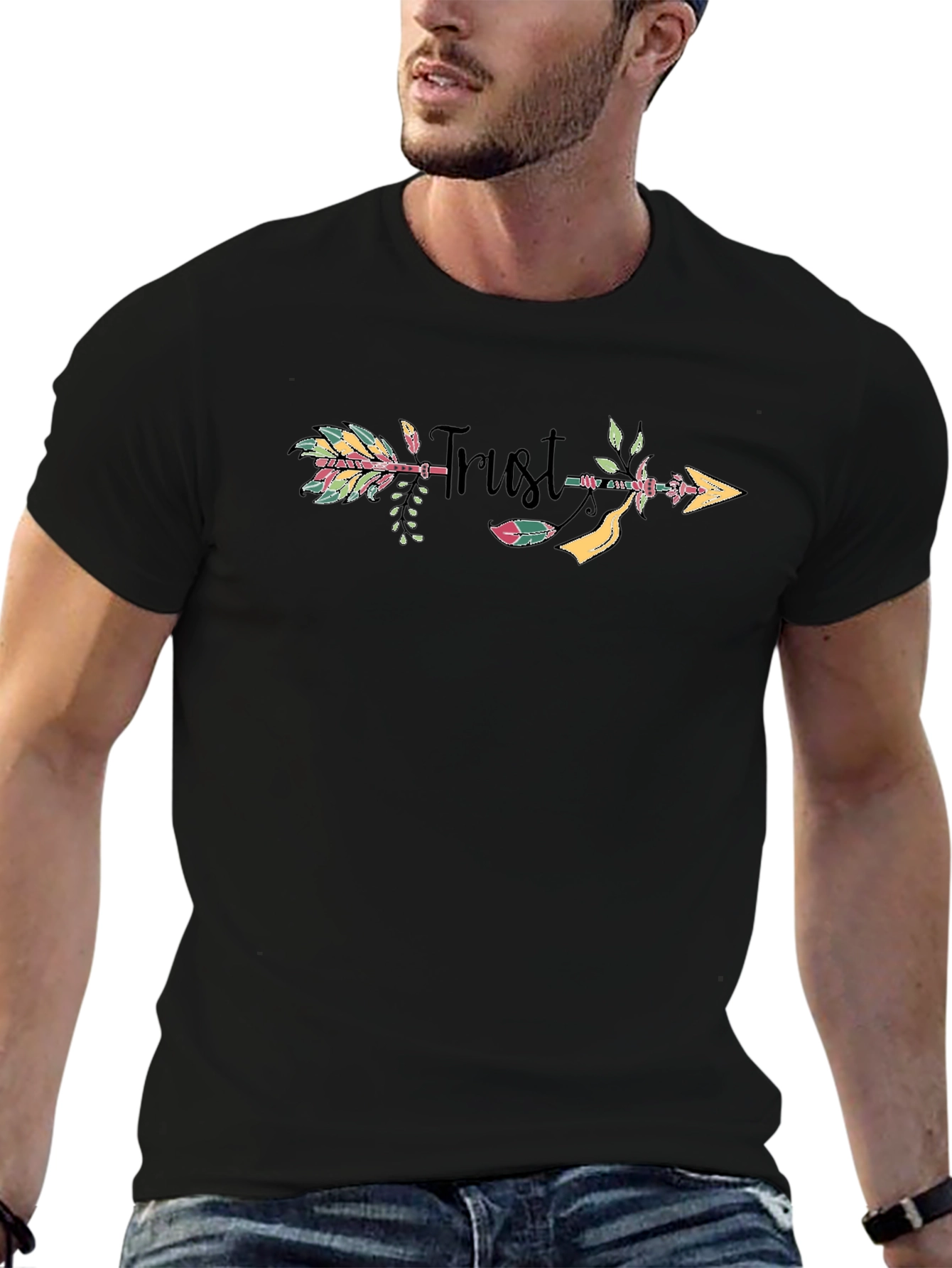 Trust Arrow Graphic Print Black T-Shirt