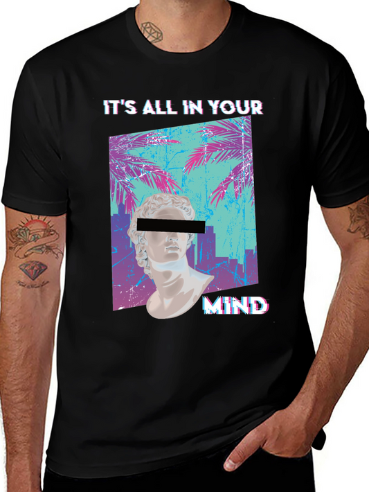 Aesthetic Statue Graphic Tee - Its All In Your Mind Black T-Shirt