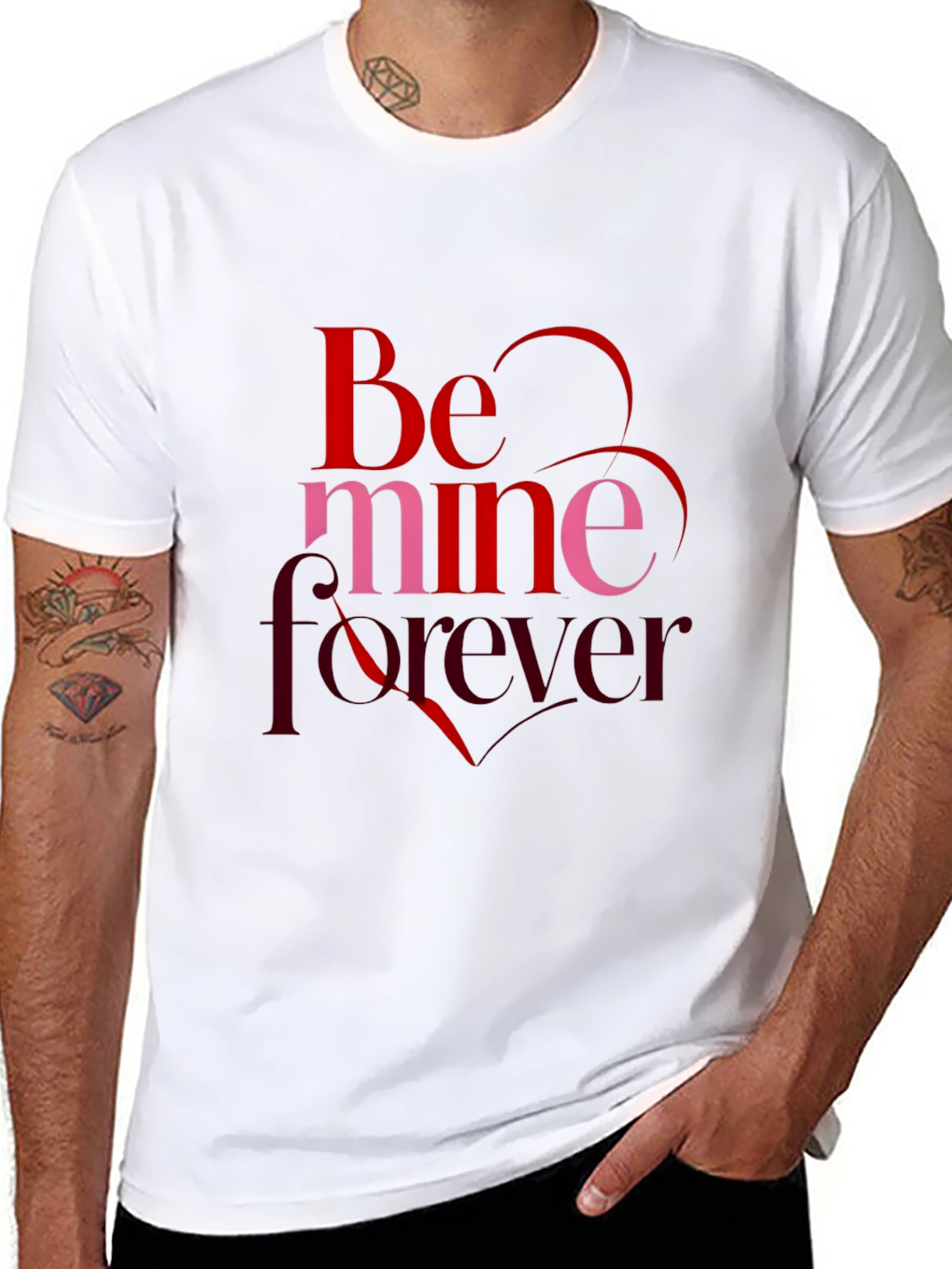 Be Mine Forever Valentines Day Black T-Shirt