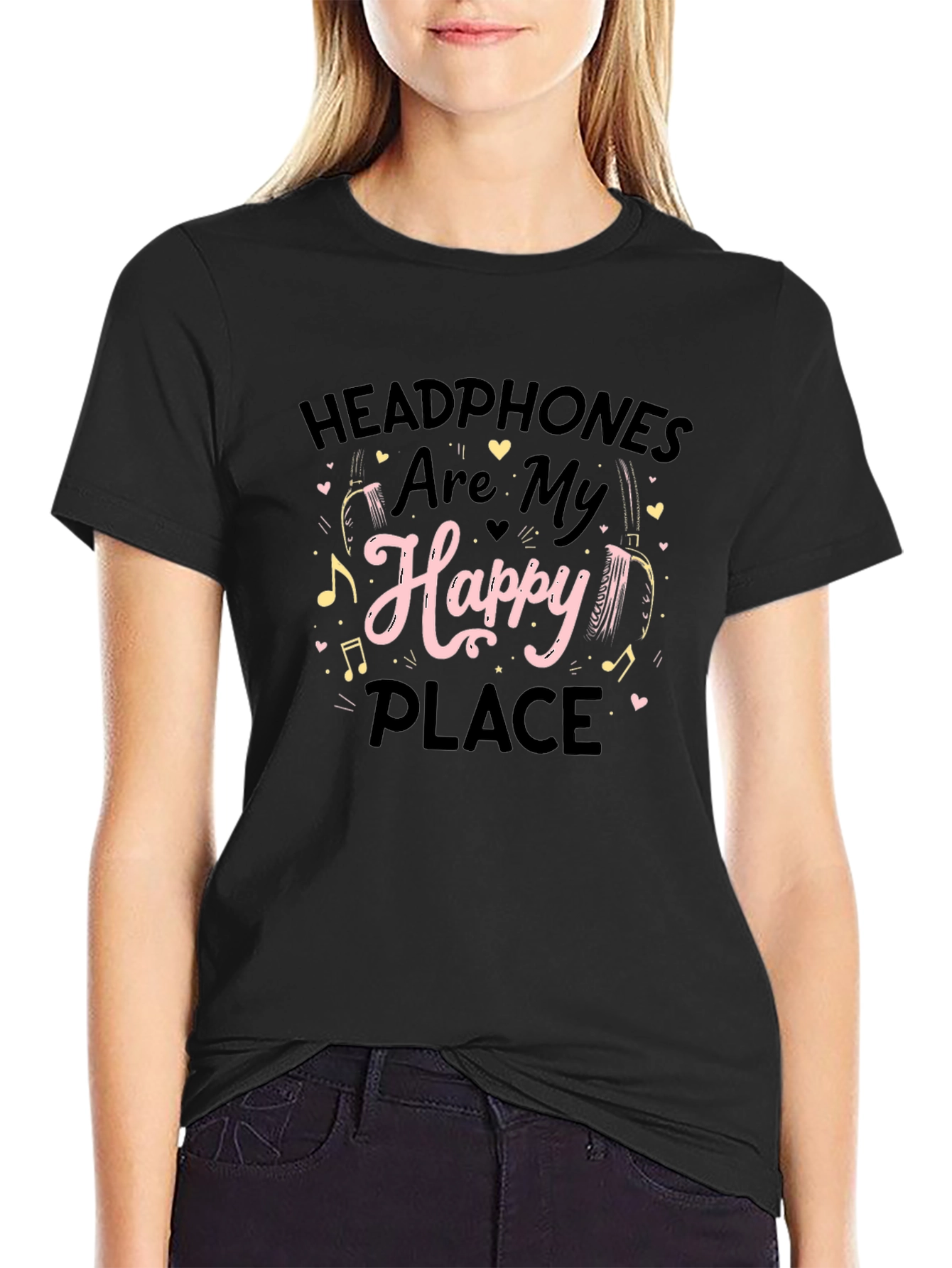 Headphones Are My Happy Place Graphic T-Shirt