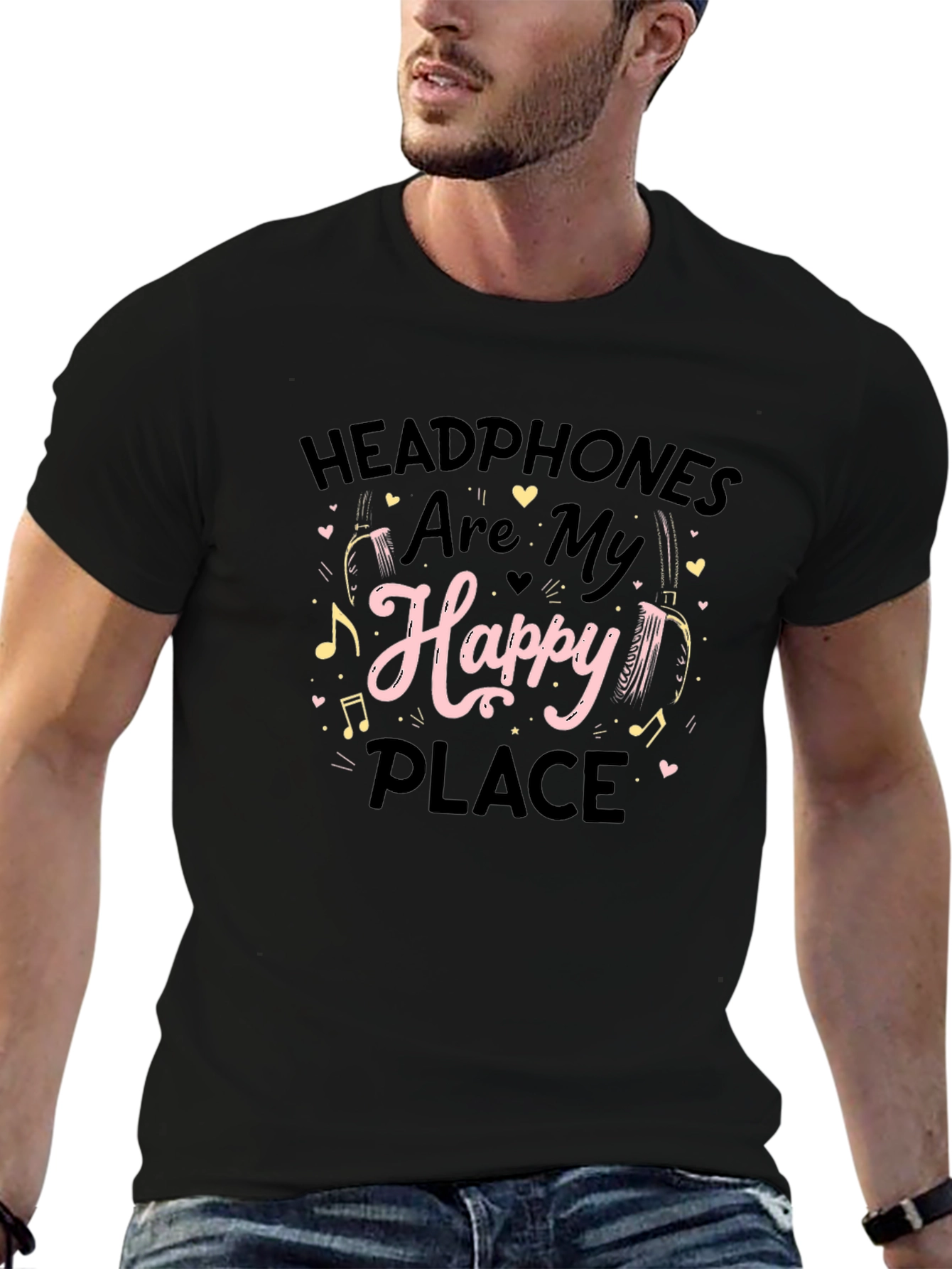 Headphones Are My Happy Place Graphic T-Shirt