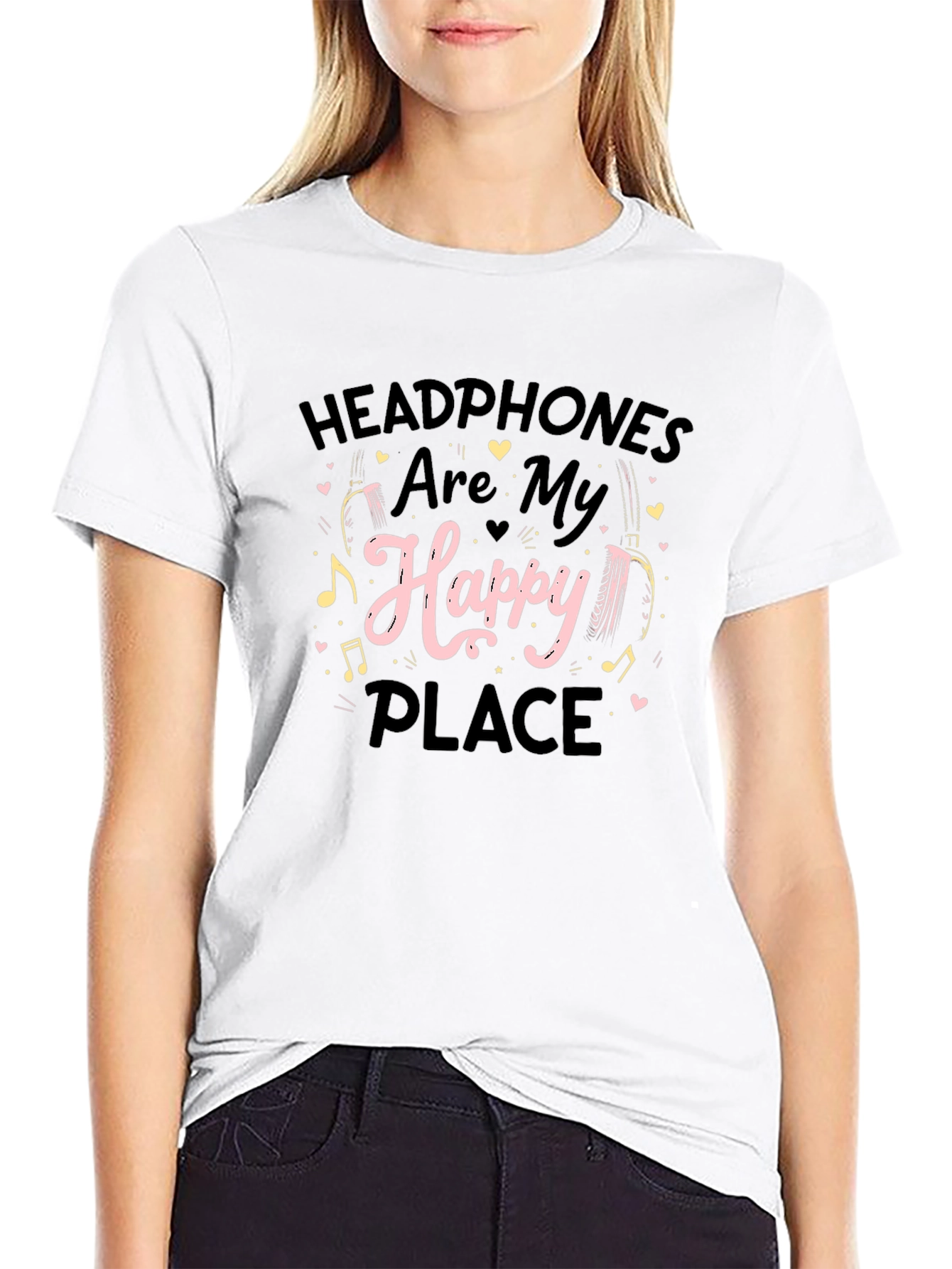 Headphones Are My Happy Place Graphic T-Shirt