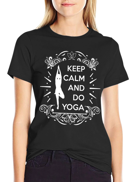 Keep Calm and Do Yoga Graphic Tee - Black