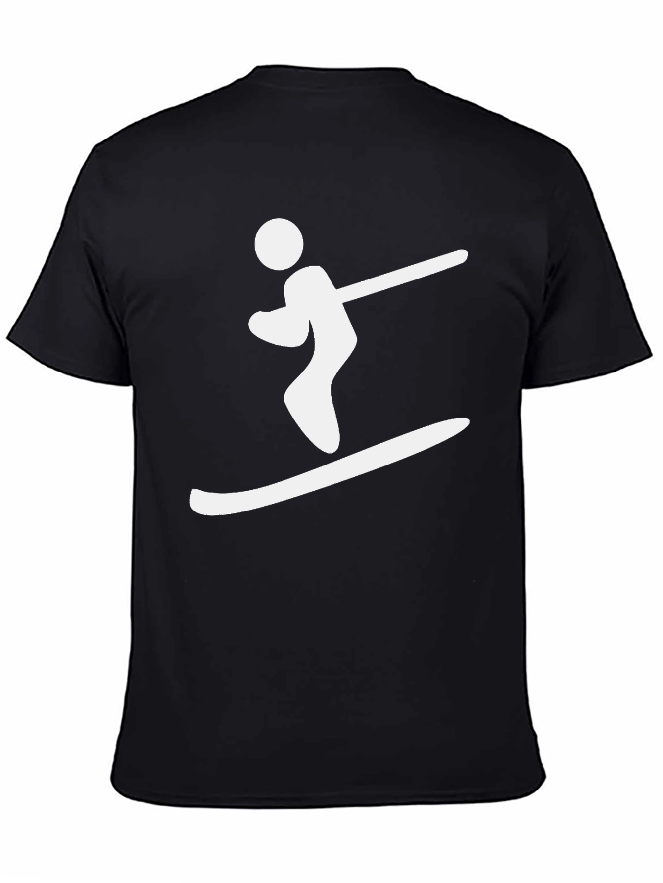 Skier Graphic Tee - Black Cotton T-Shirt