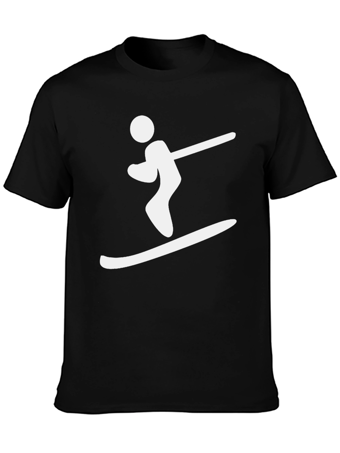 Skier Graphic Tee - Black Cotton T-Shirt