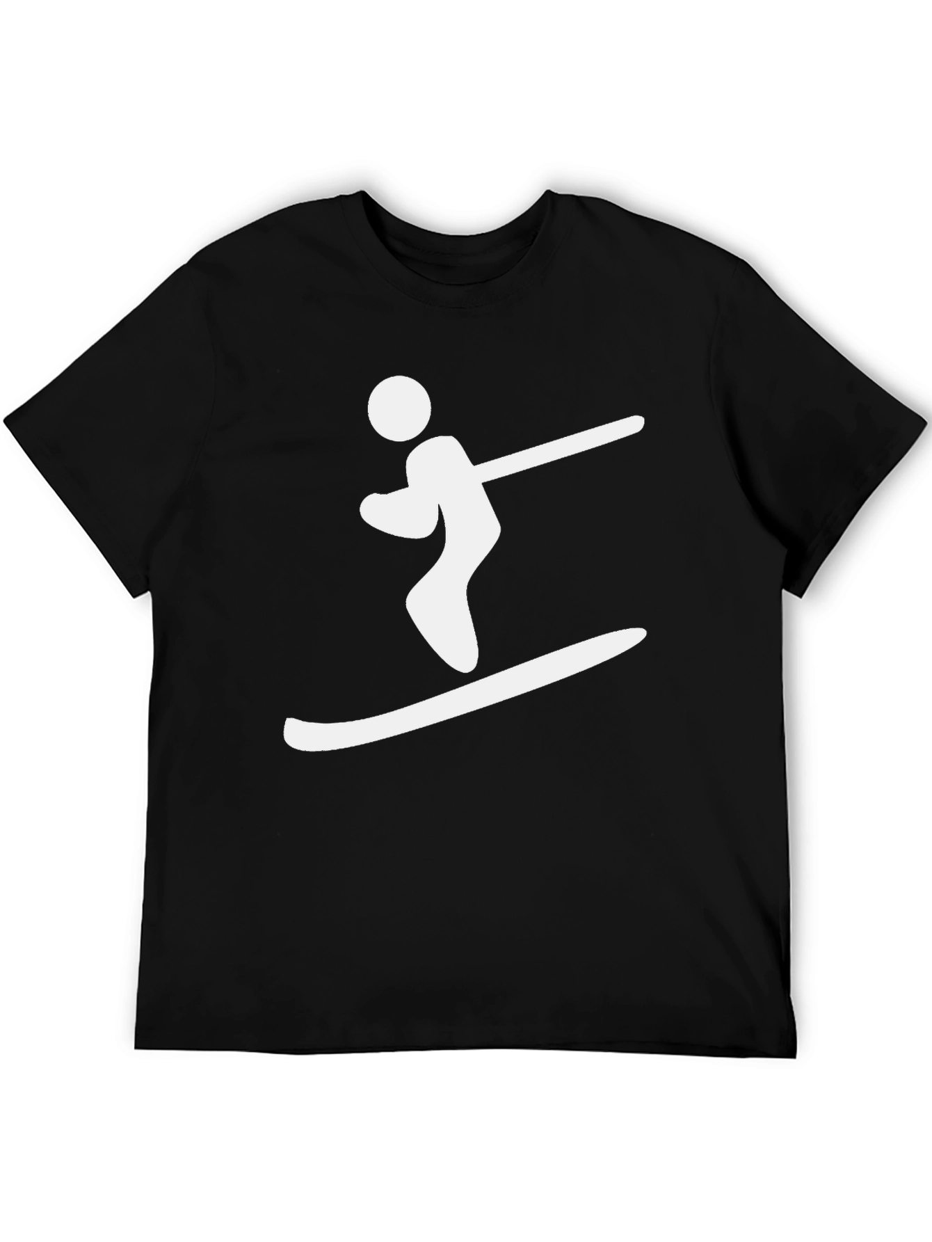 Skier Graphic Tee - Black Cotton T-Shirt
