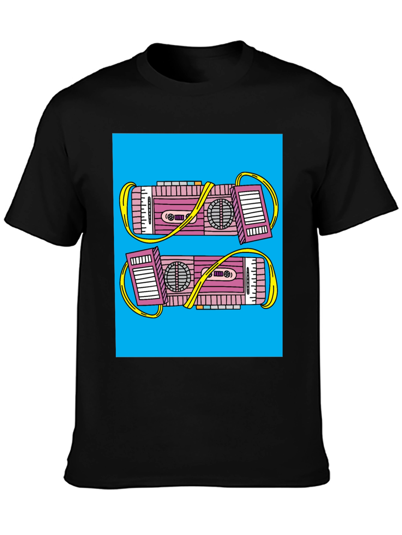 Retro Boombox Graphic Tee - Black