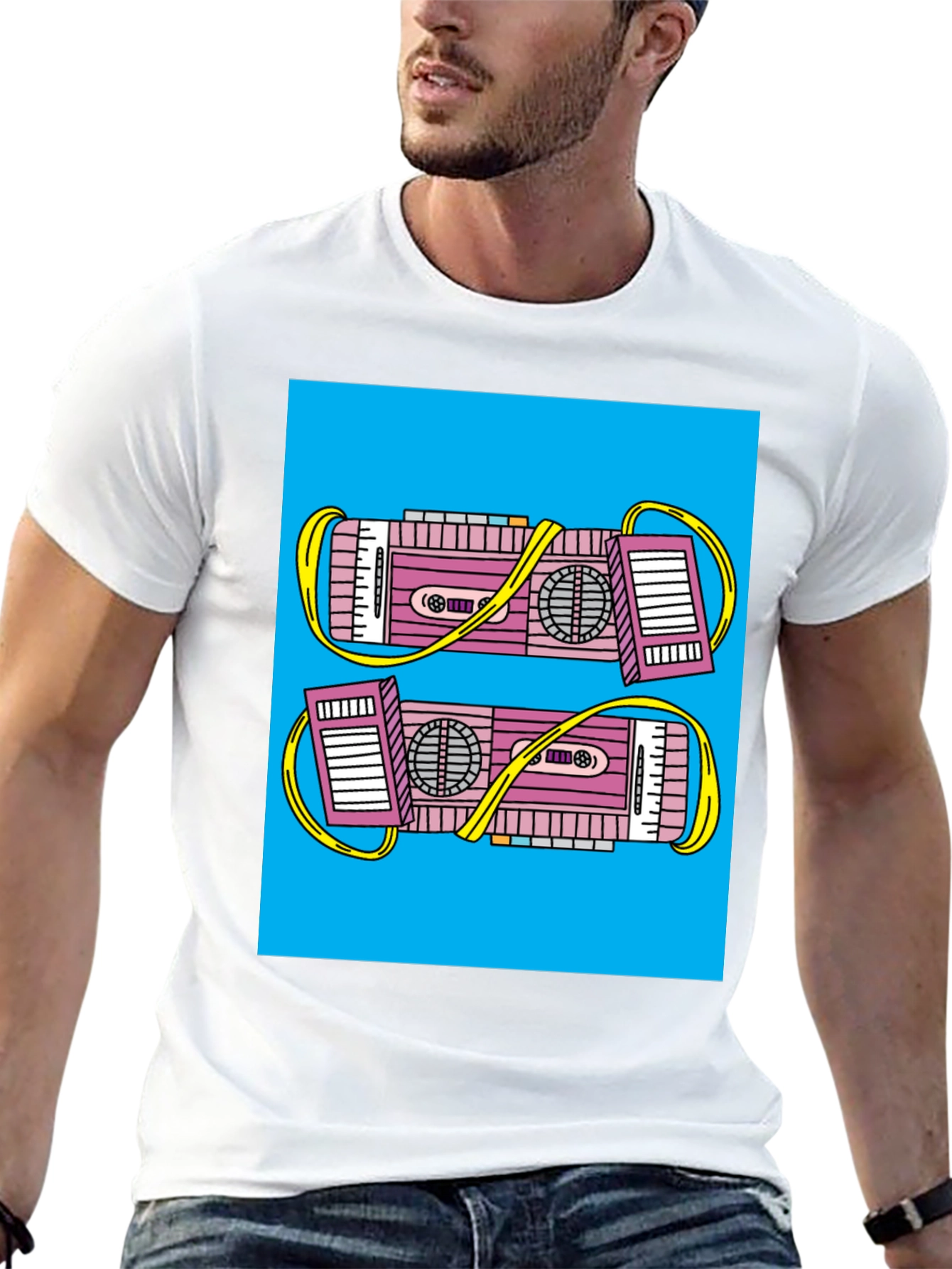 Retro Boombox Graphic Tee - Black