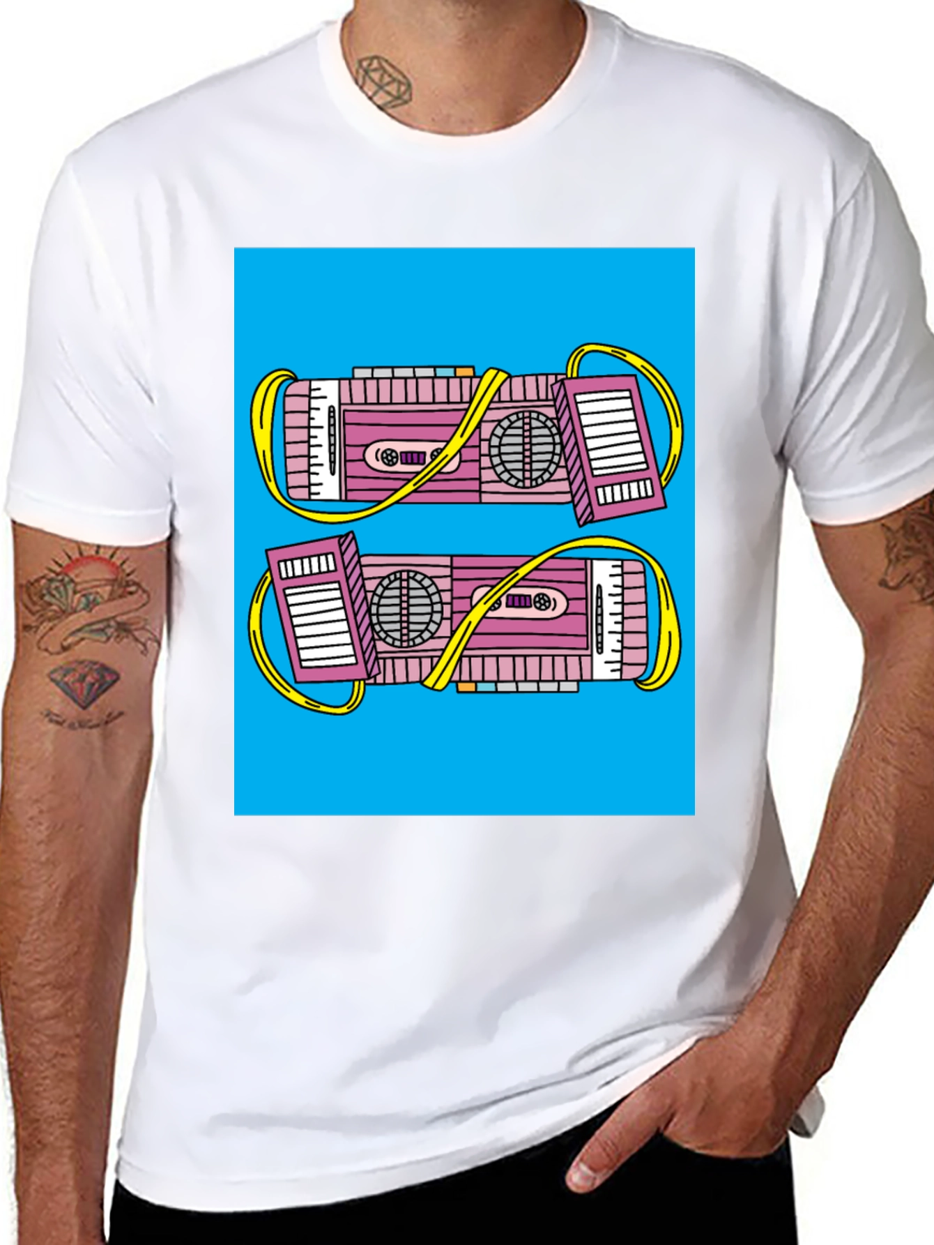Retro Boombox Graphic Tee - Black