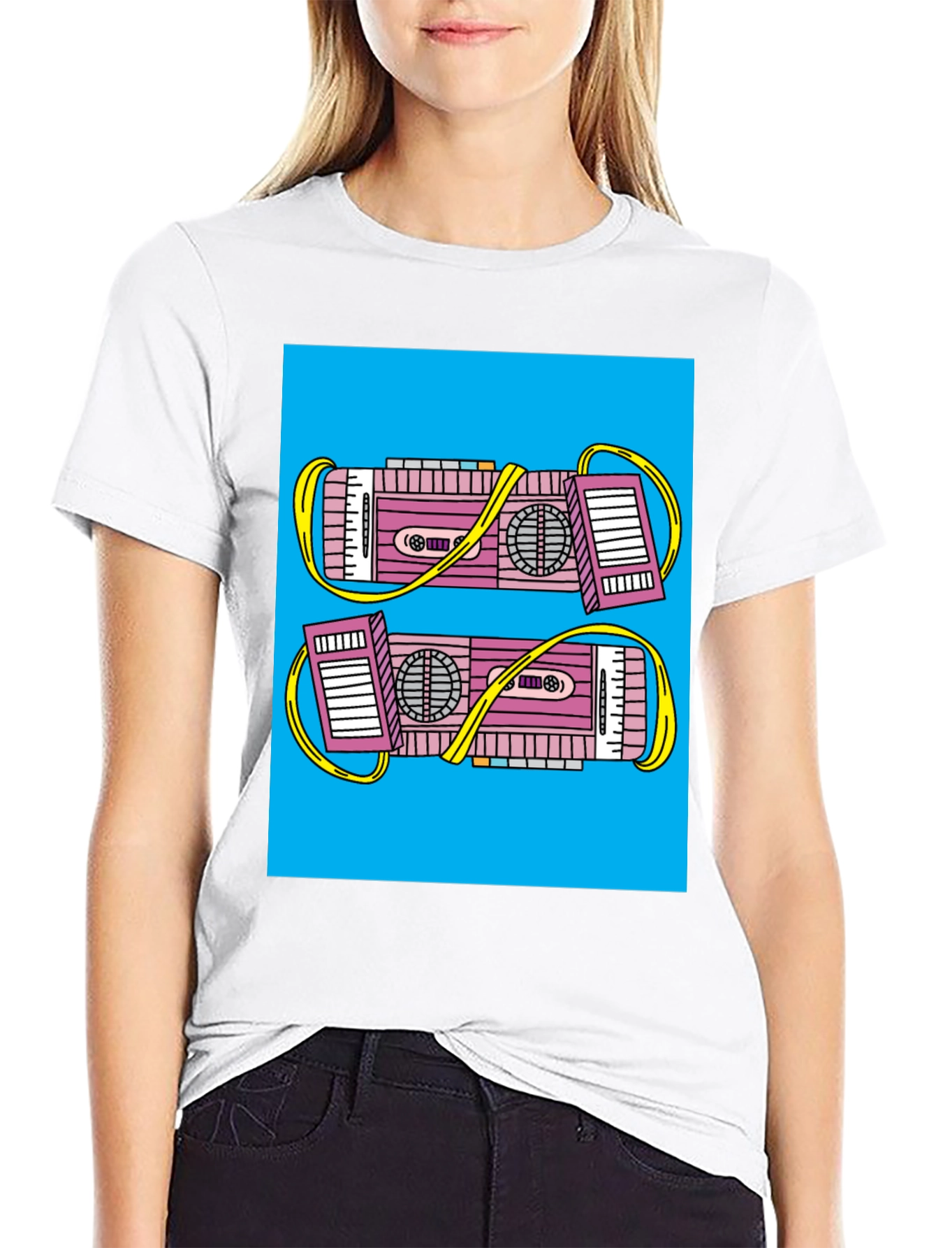 Retro Boombox Graphic Tee - Black