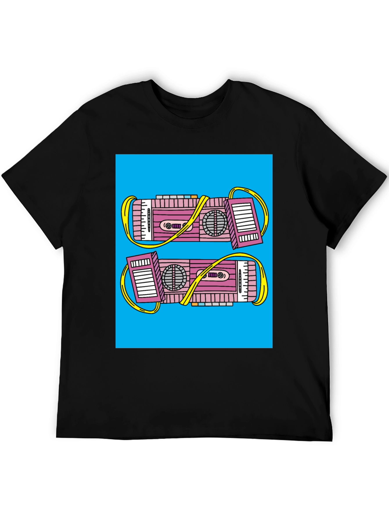 Retro Boombox Graphic Tee - Black