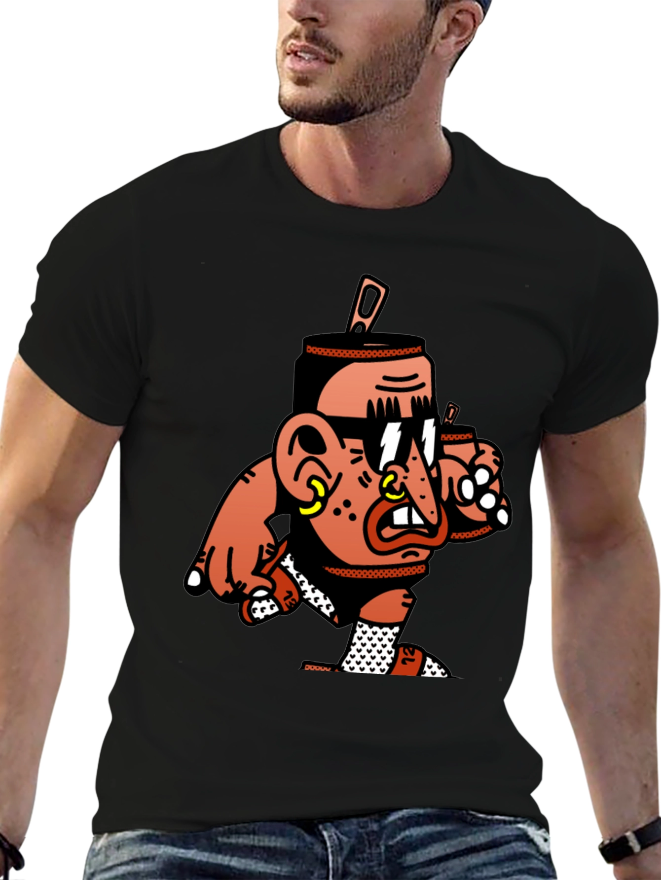 Cool Cartoon Graphic Black T-Shirt