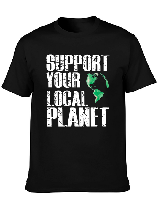 Support Your Local Planet Black Graphic T-Shirt