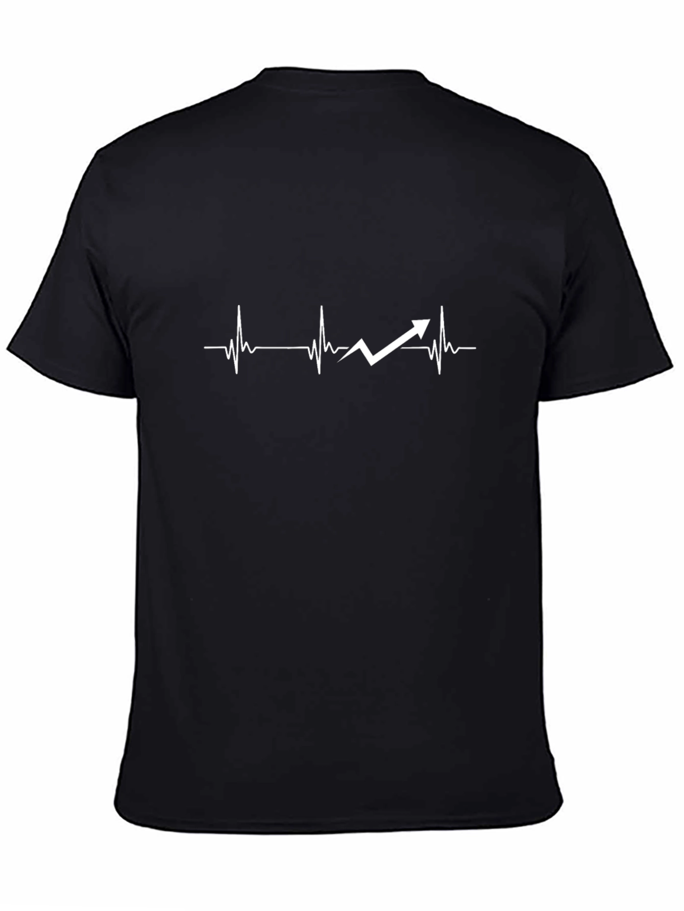 Black T-Shirt with Heartbeat & Arrow Design