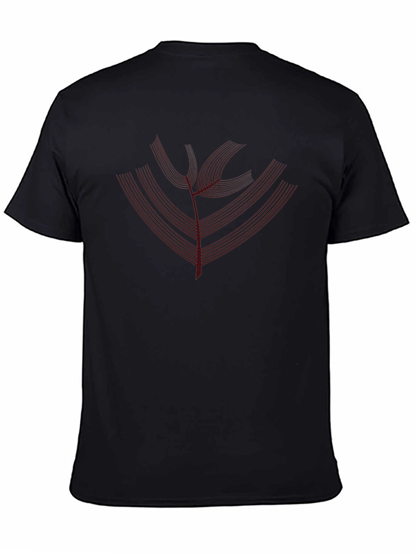 Modern Line Art Tree Black T-Shirt