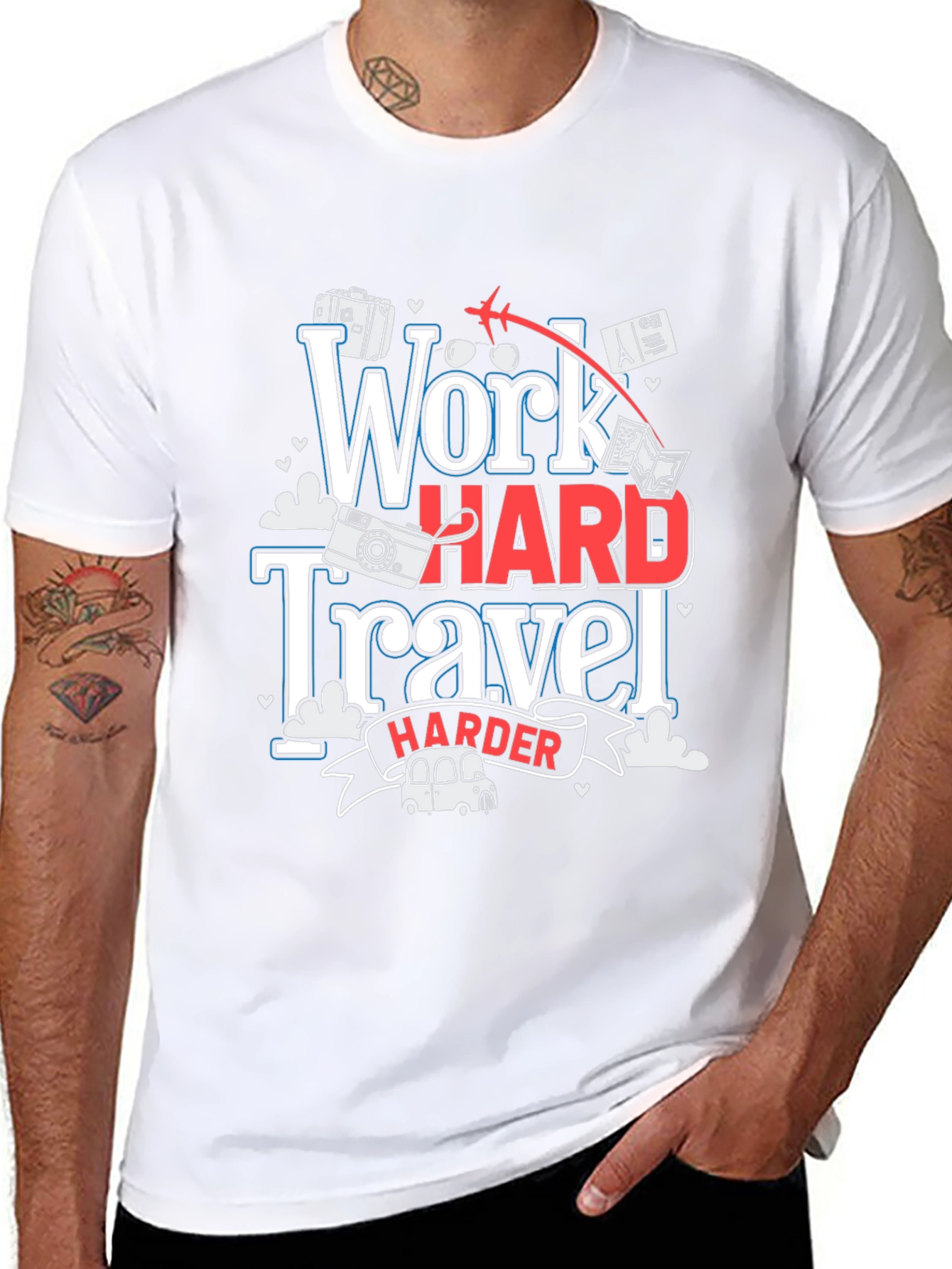 Work Hard Travel Harder T-Shirt - Adventure Ready!
