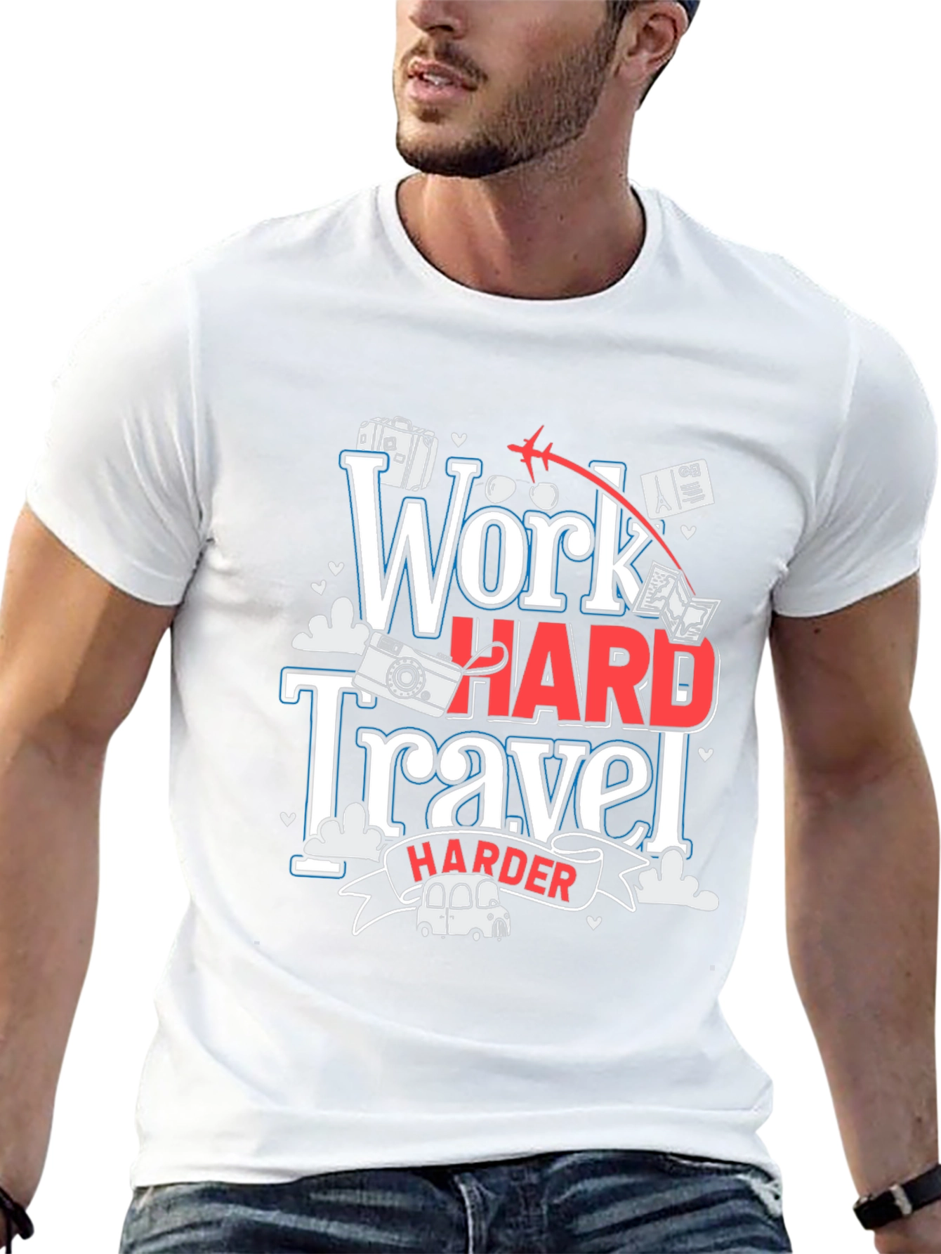 Work Hard Travel Harder T-Shirt - Adventure Ready!