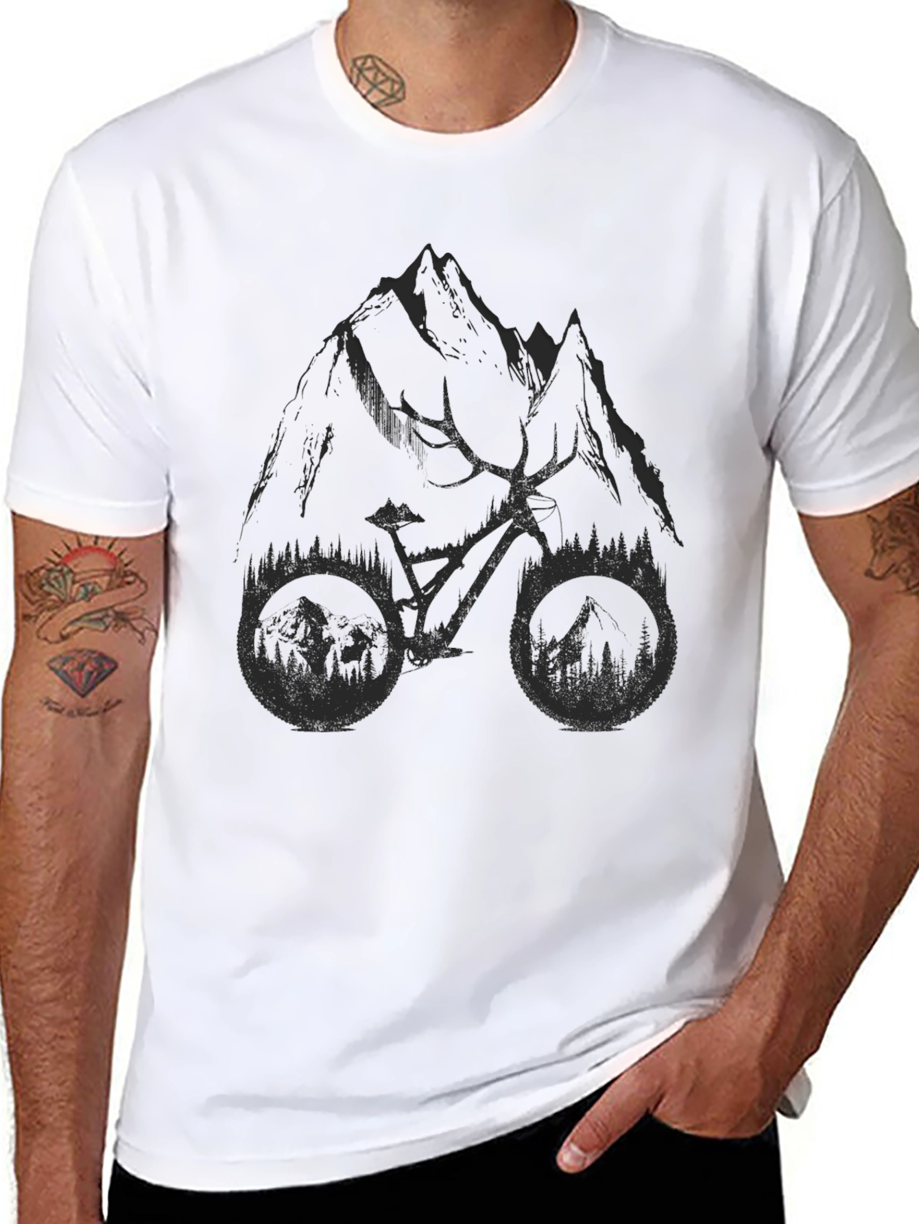 Mountain Bike Graphic T-Shirt - Black