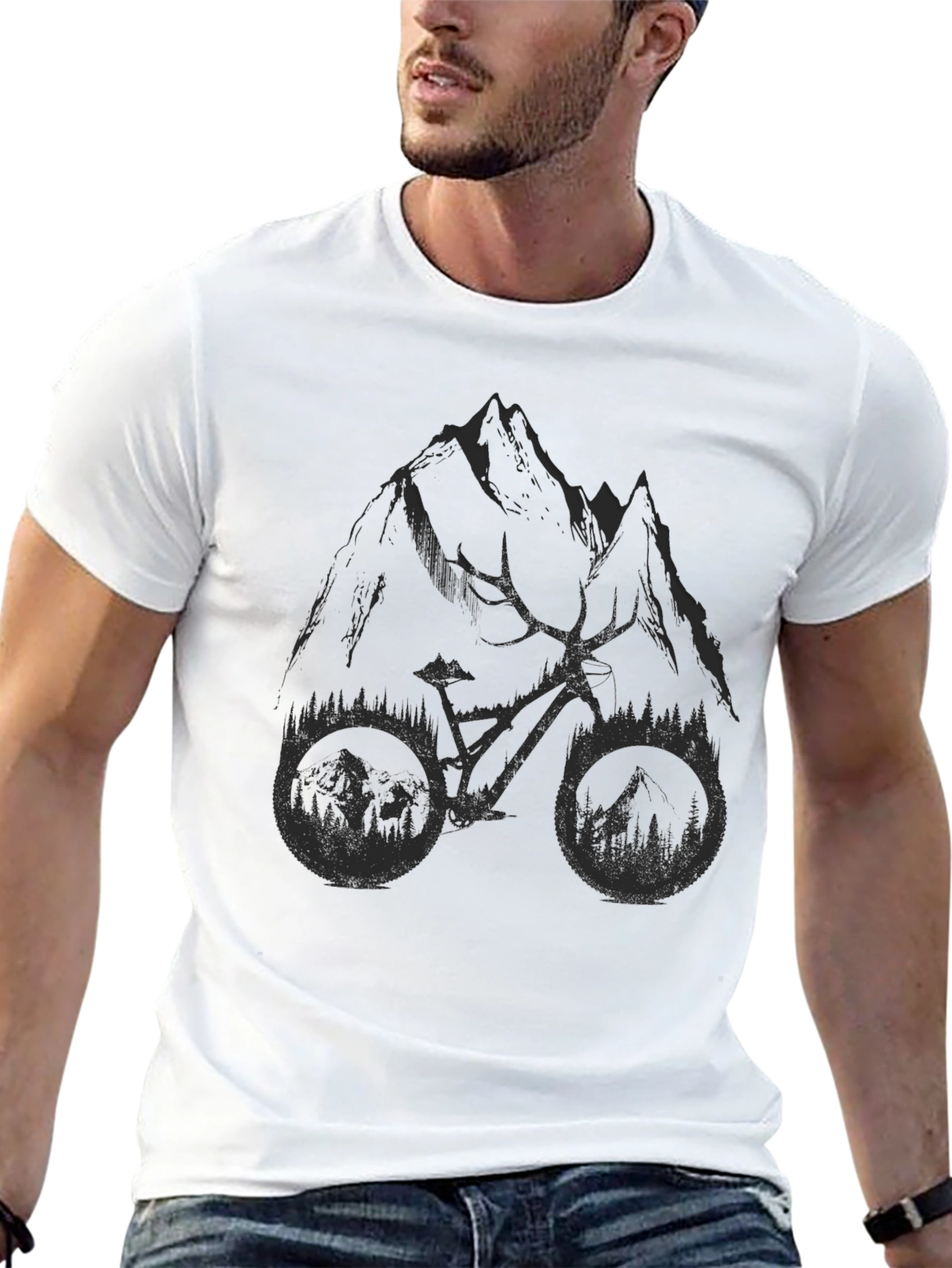 Mountain Bike Graphic T-Shirt - Black