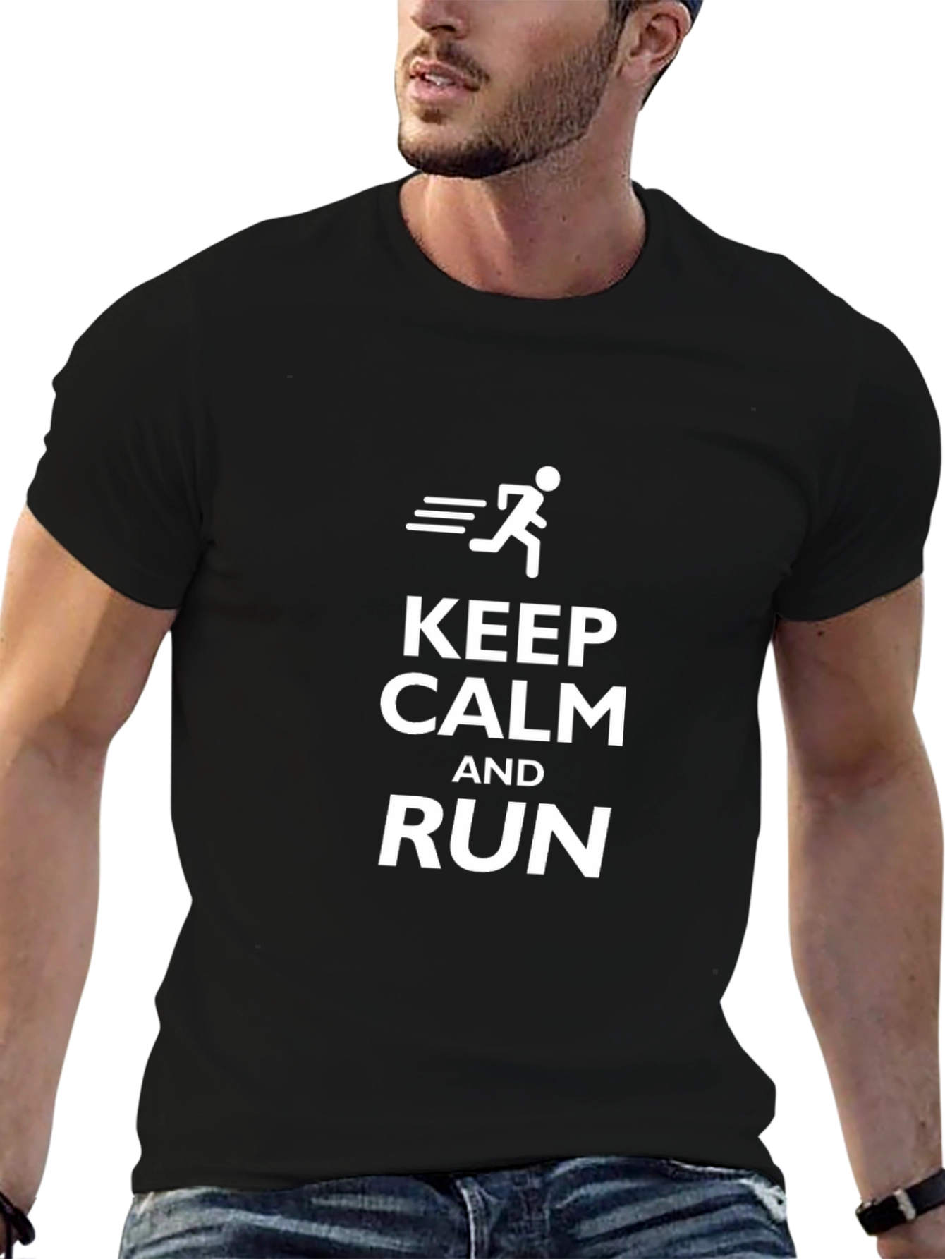 Keep Calm and Run Black T-Shirt