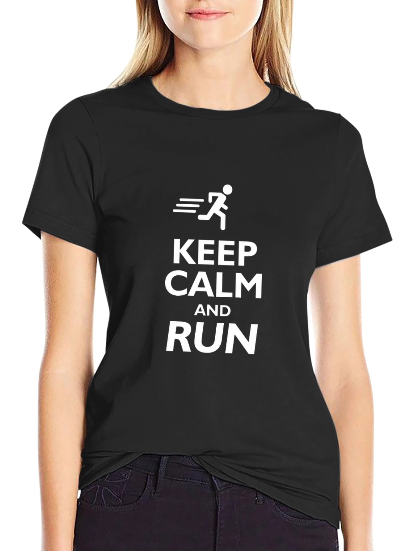 Keep Calm and Run Black T-Shirt