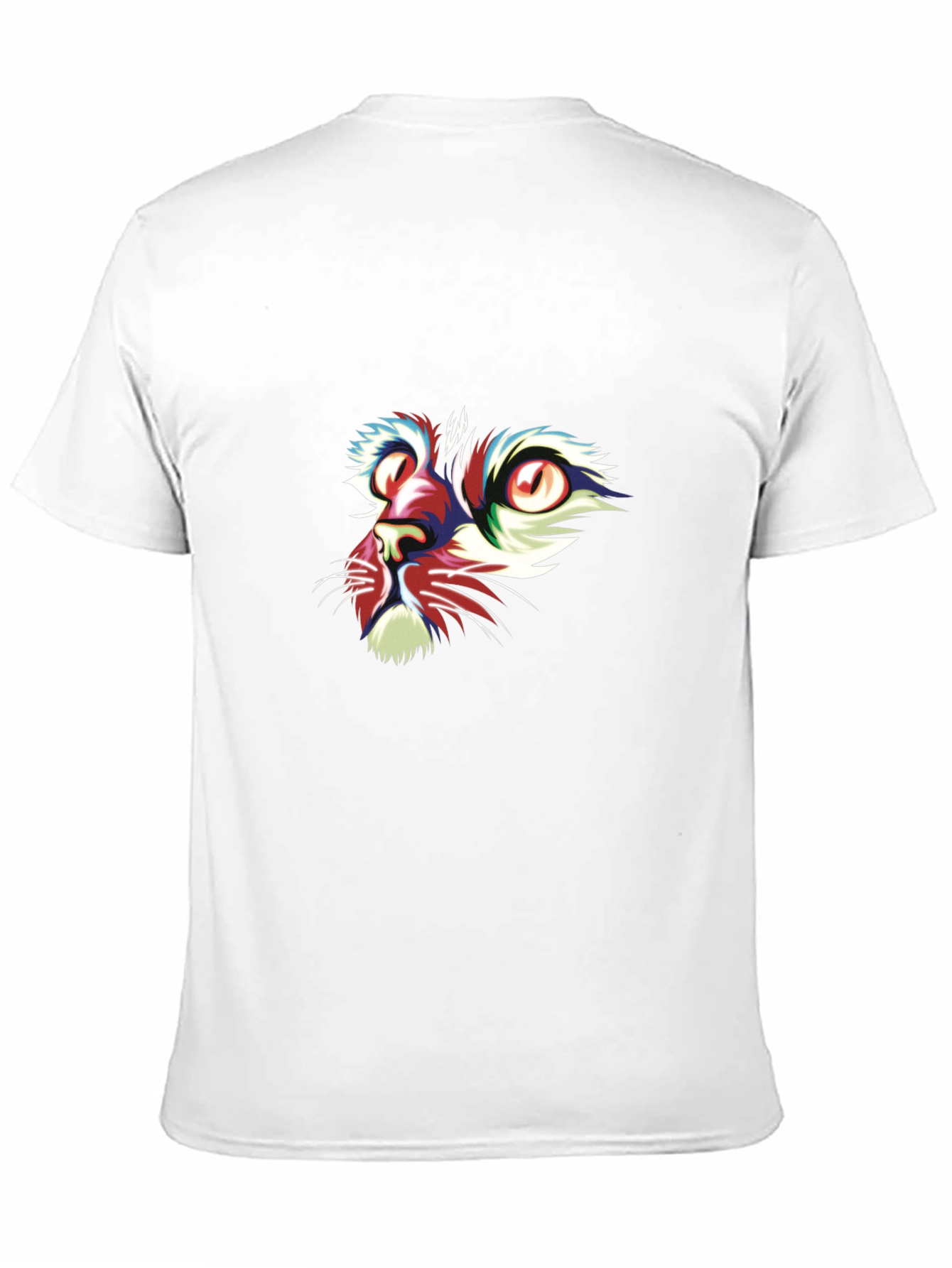 Abstract Cat Face Graphic Black T-Shirt
