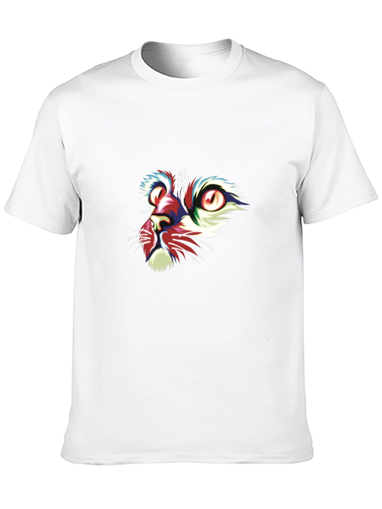 Abstract Cat Face Graphic Black T-Shirt