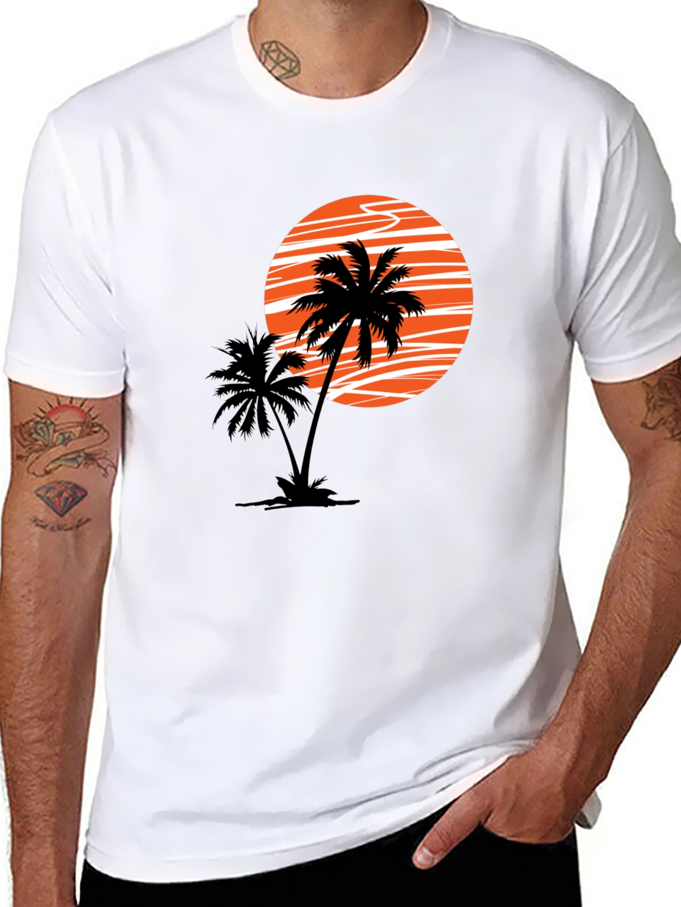 Sunset Palm Graphic Tee - Black
