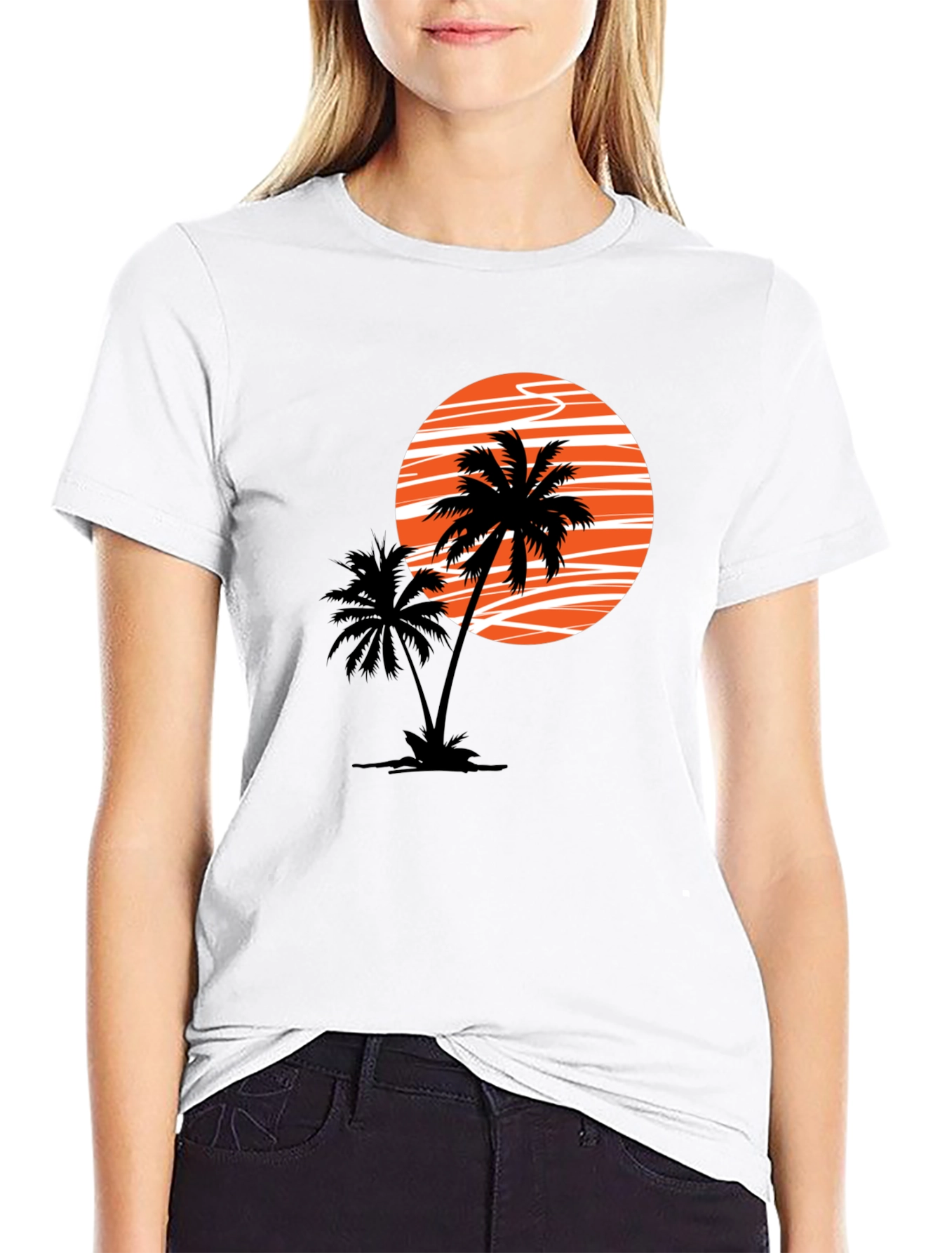 Sunset Palm Graphic Tee - Black