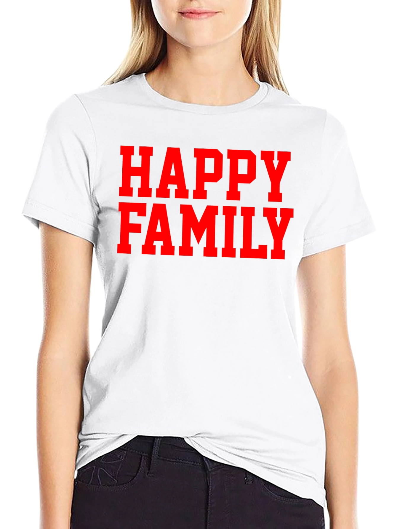 Happy Family Graphic Tee - Black Casual T-Shirt