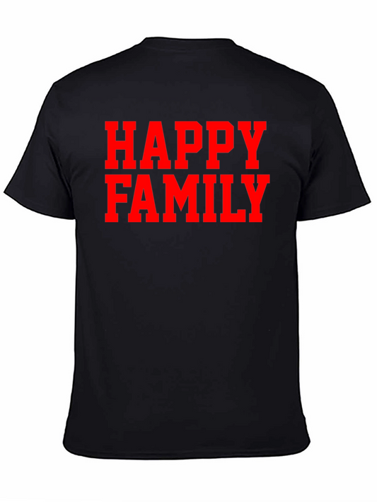 Happy Family Graphic Tee - Black Casual T-Shirt