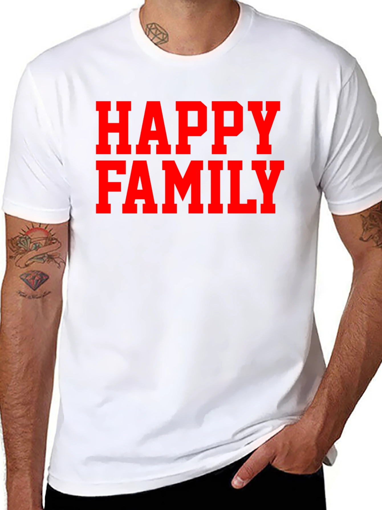 Happy Family Graphic Tee - Black Casual T-Shirt
