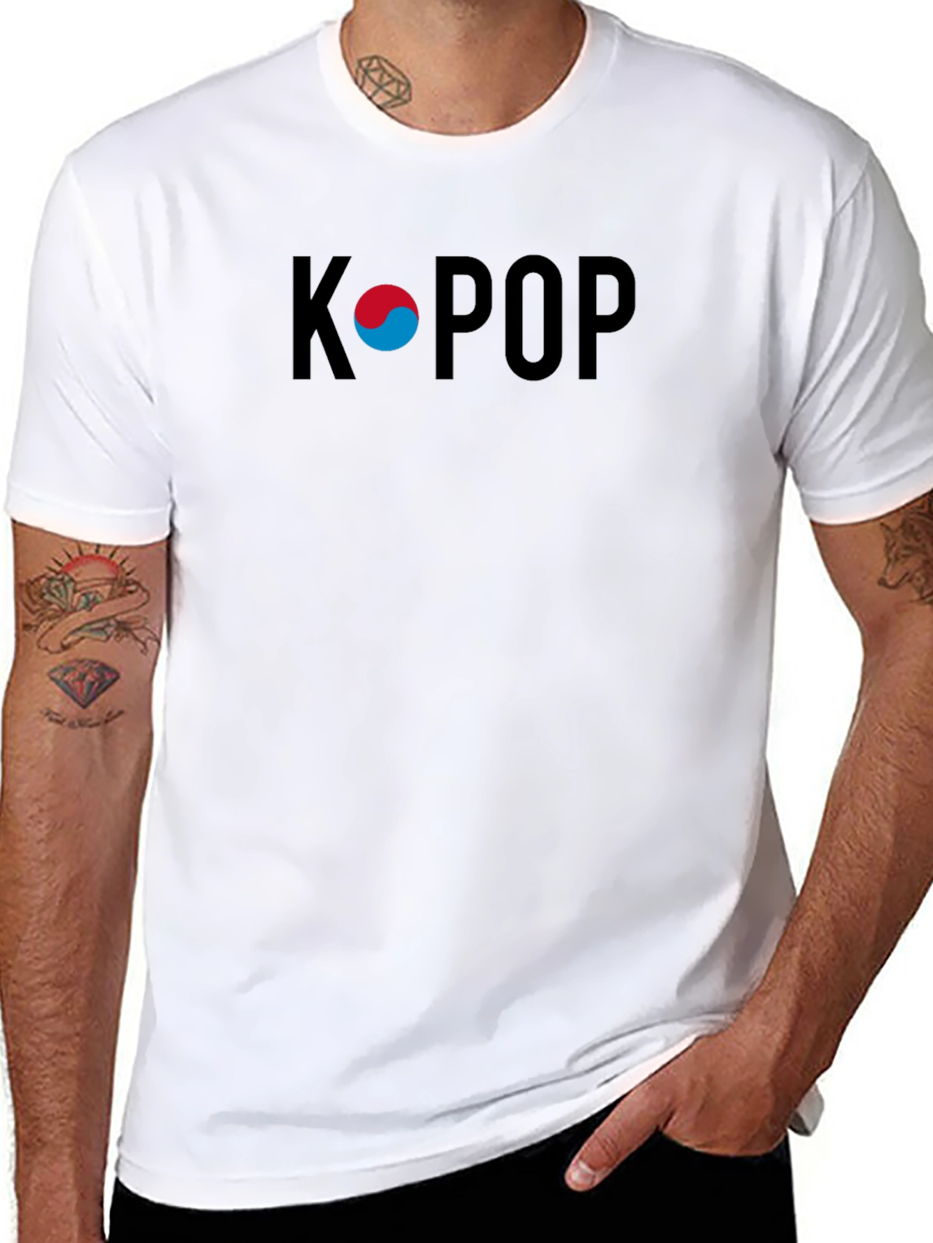 K-Pop Graphic Tee - Stylish Black Cotton T-Shirt