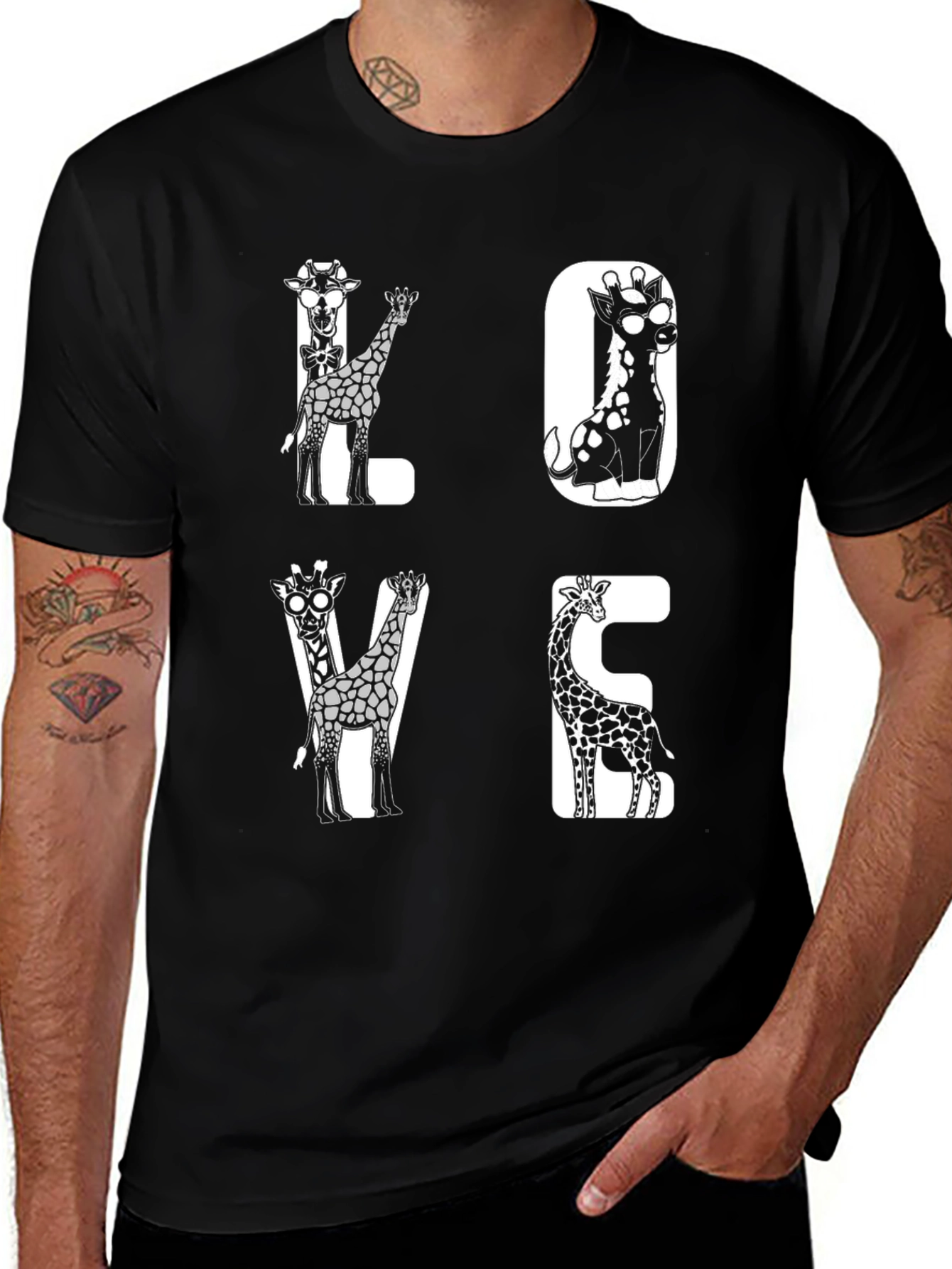 Giraffe LOVE Graphic Tee - Unique Animal Print Shirt